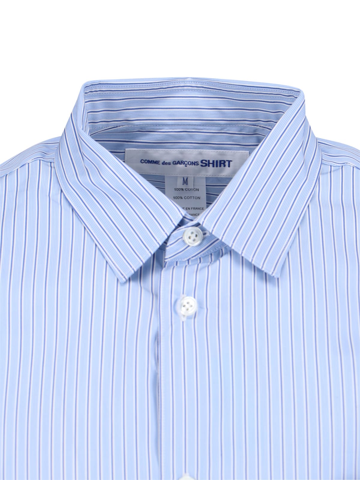 Shop Comme Des Garçons Striped Shirt In Light Blue