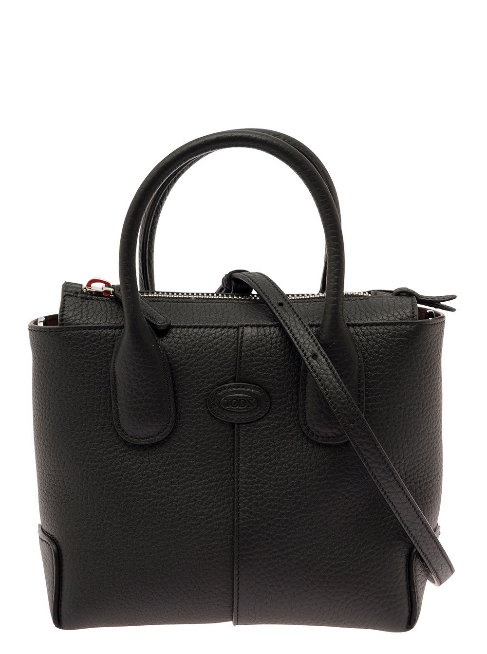TST Medium Leather Tote Bag in Black - Tods
