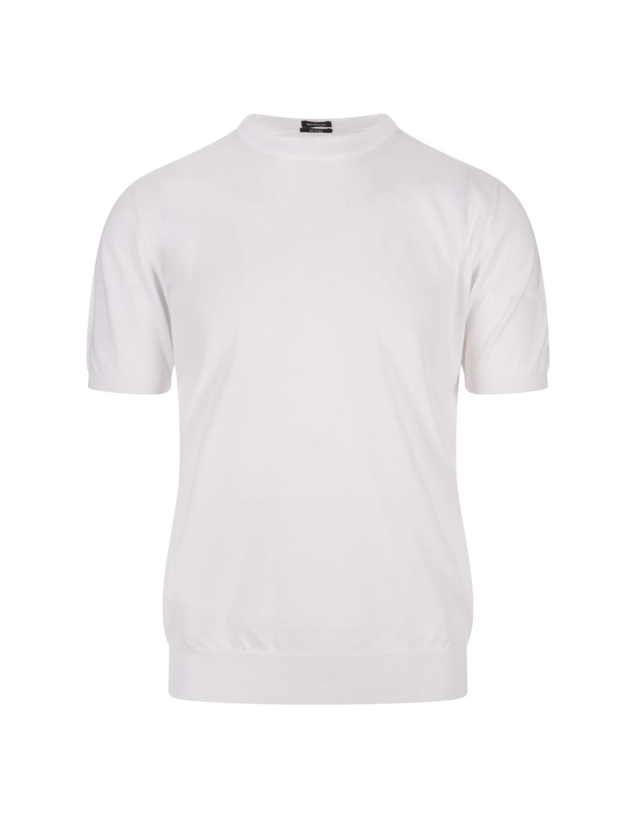 Shop Kiton White Cotton Knit T-shirt