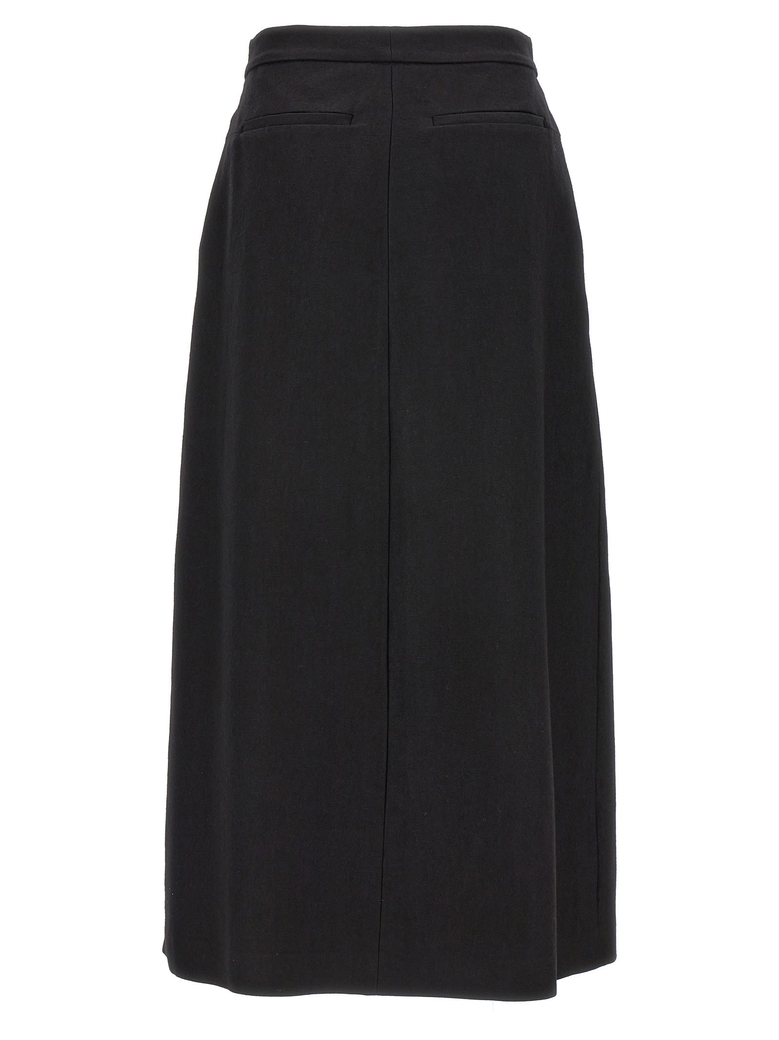 Shop Fabiana Filippi Wool Midi Skirt In Black