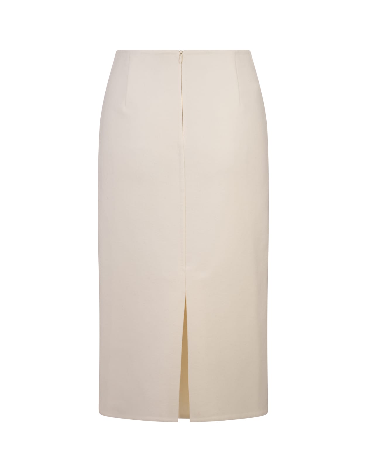 Shop Ermanno Scervino Ivory Wool Cloth Midi Skirt In White