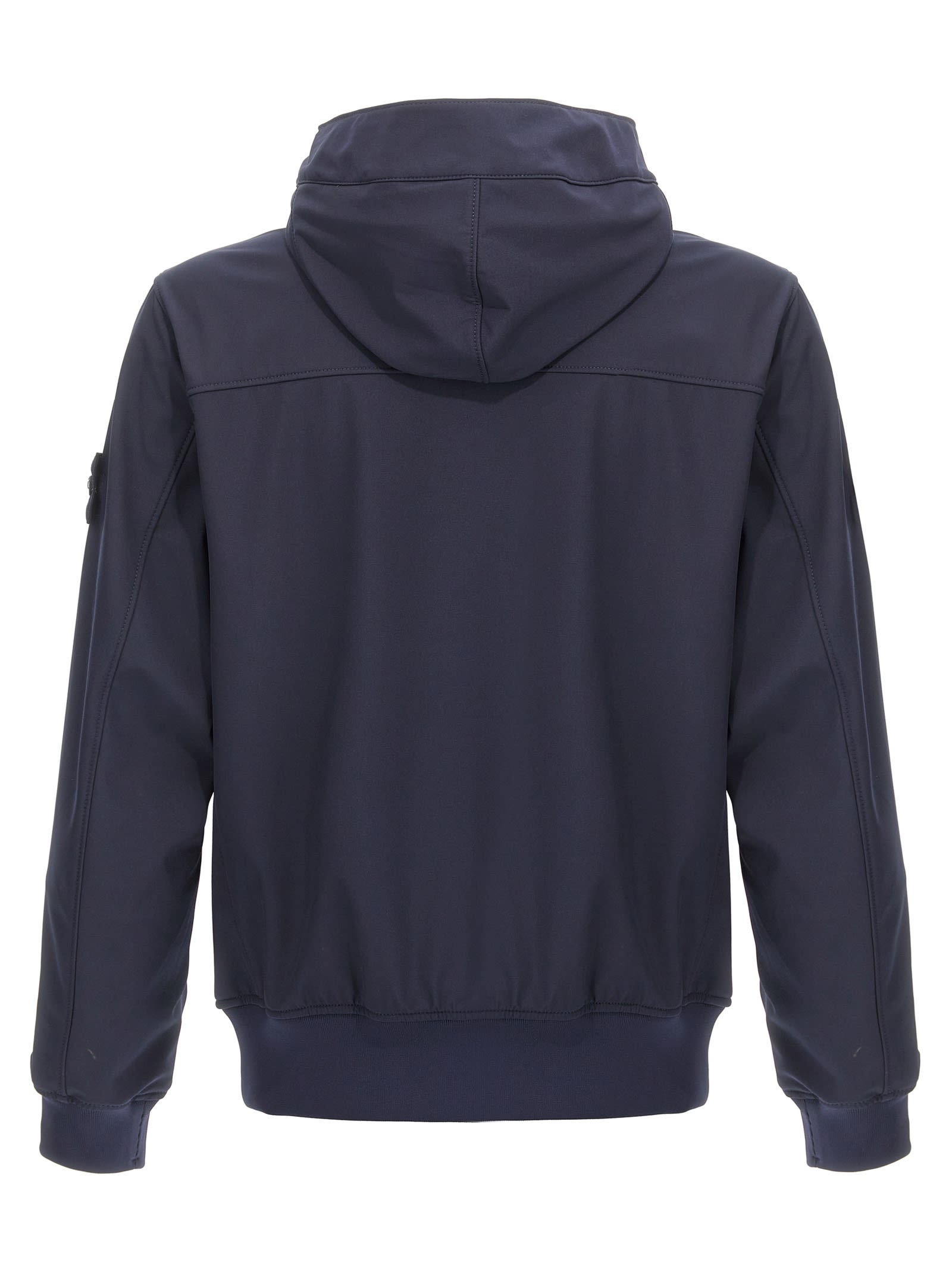 Stone Island Blue Light Soft Shell-r E. Dye Technology Jacket In Black