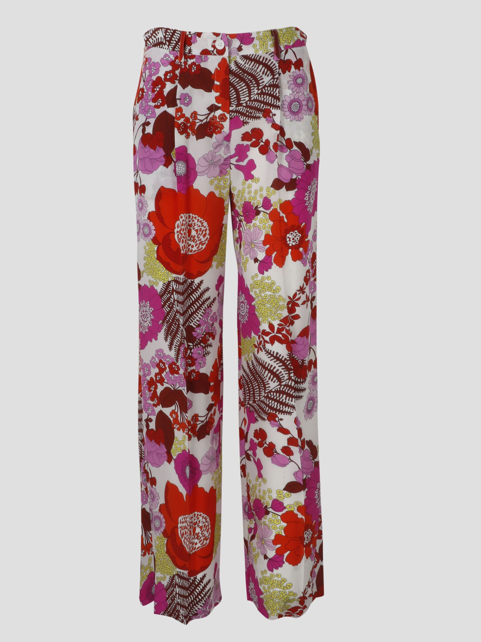 Shop P.a.r.o.s.h Scilla Silk Pant In Pink & Purple