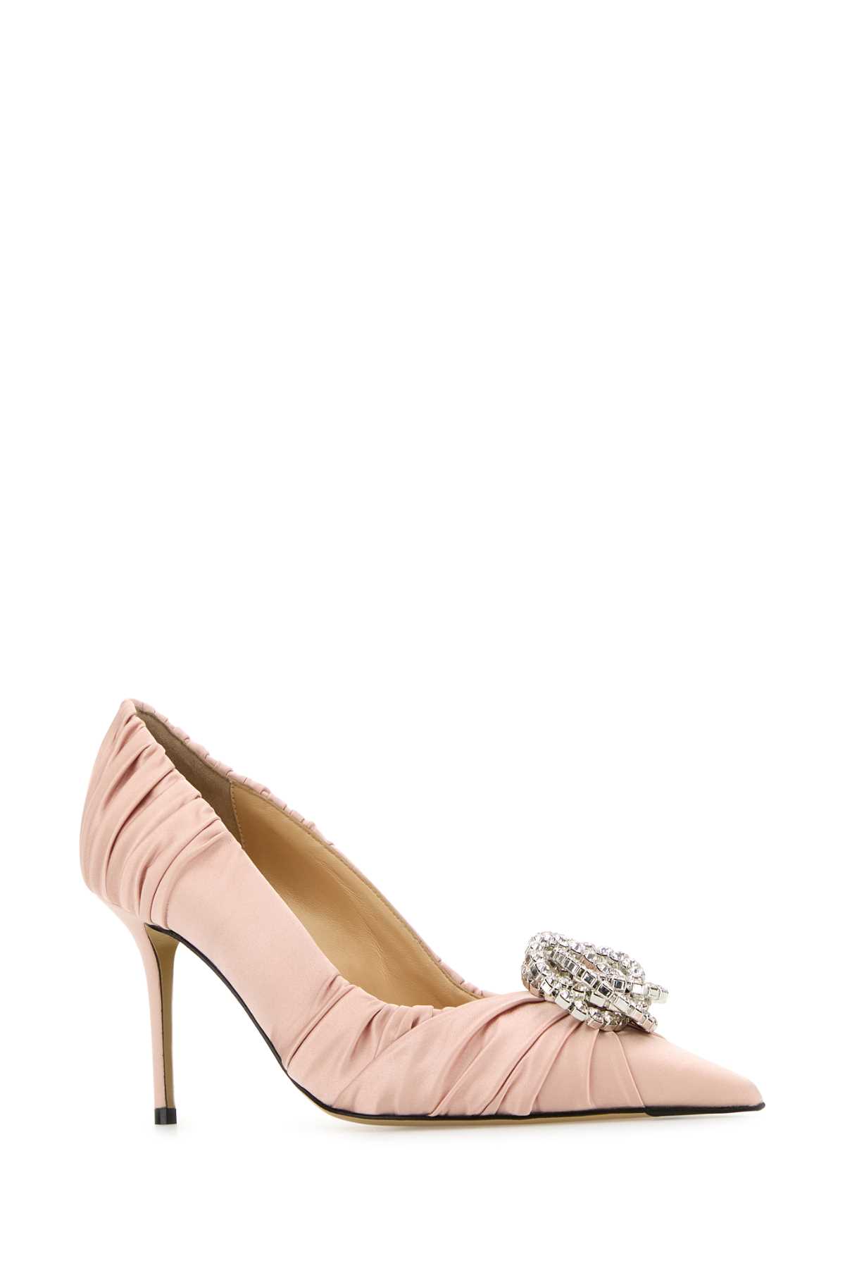 Shop Mach &amp; Mach Powder Pink Satin Pumps In Powderpink