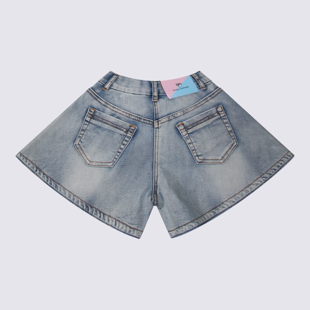 Chiara Ferragni Kids' Stone Beach Blue Denim Shorts In Stone Bleach