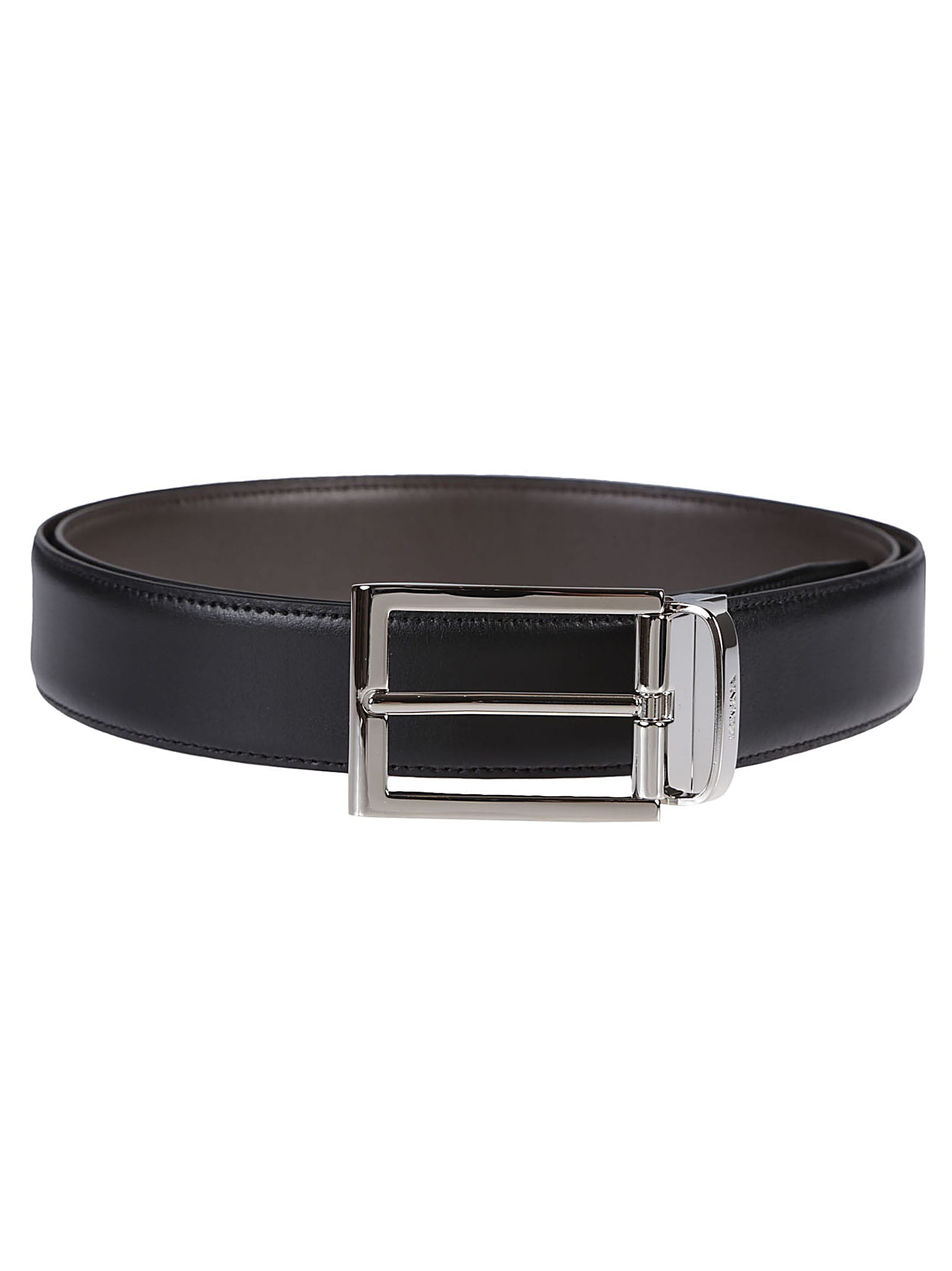 Shop Zegna Reversible And Adjustable Belt In Ntm Nero/marrone Scuro