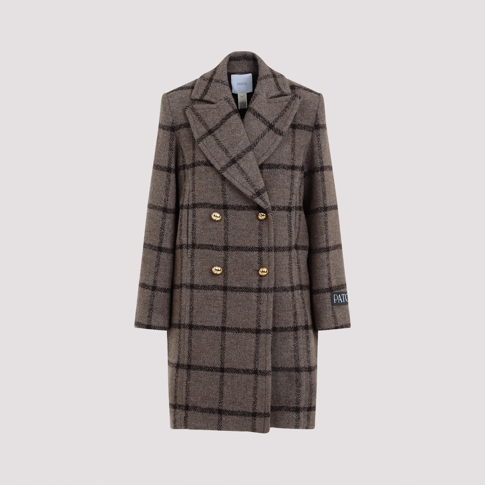 Shop Patou Soft Tailored Coat In Gray Checkerboard