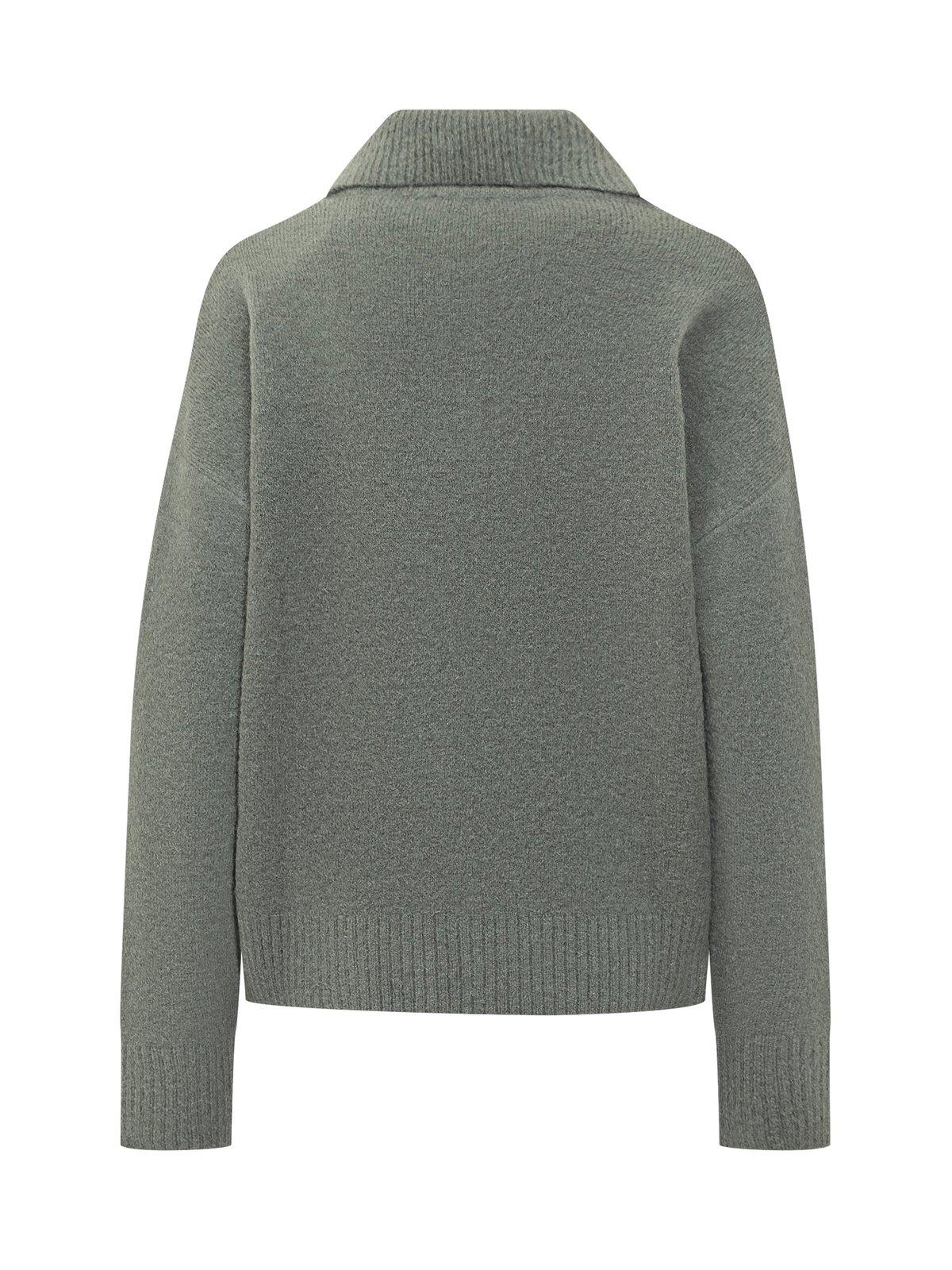 Shop Ami Alexandre Mattiussi Paris Long-sleeved Knitted Polo Shirt In Green