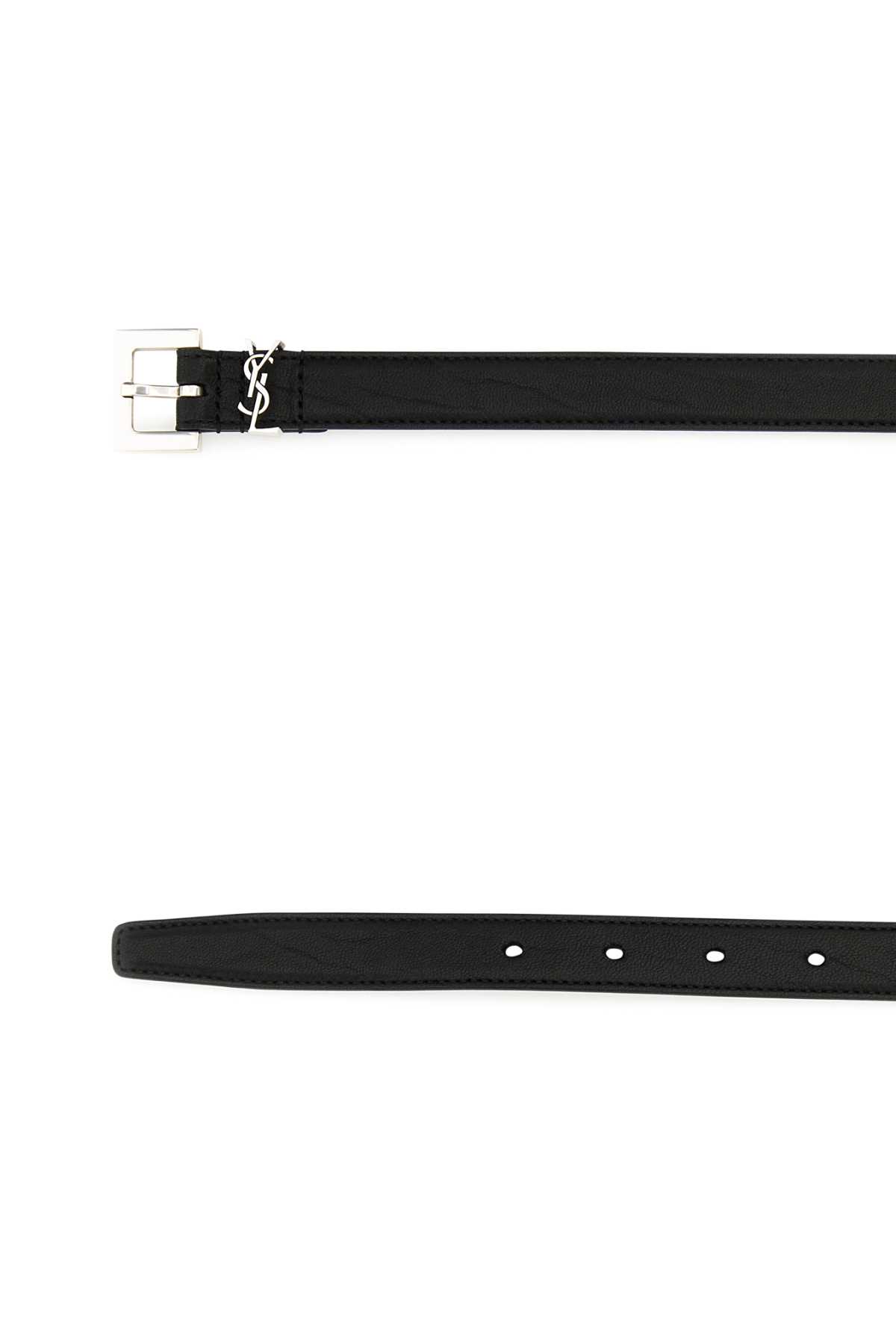 Shop Saint Laurent Black Leather Belt In Nero