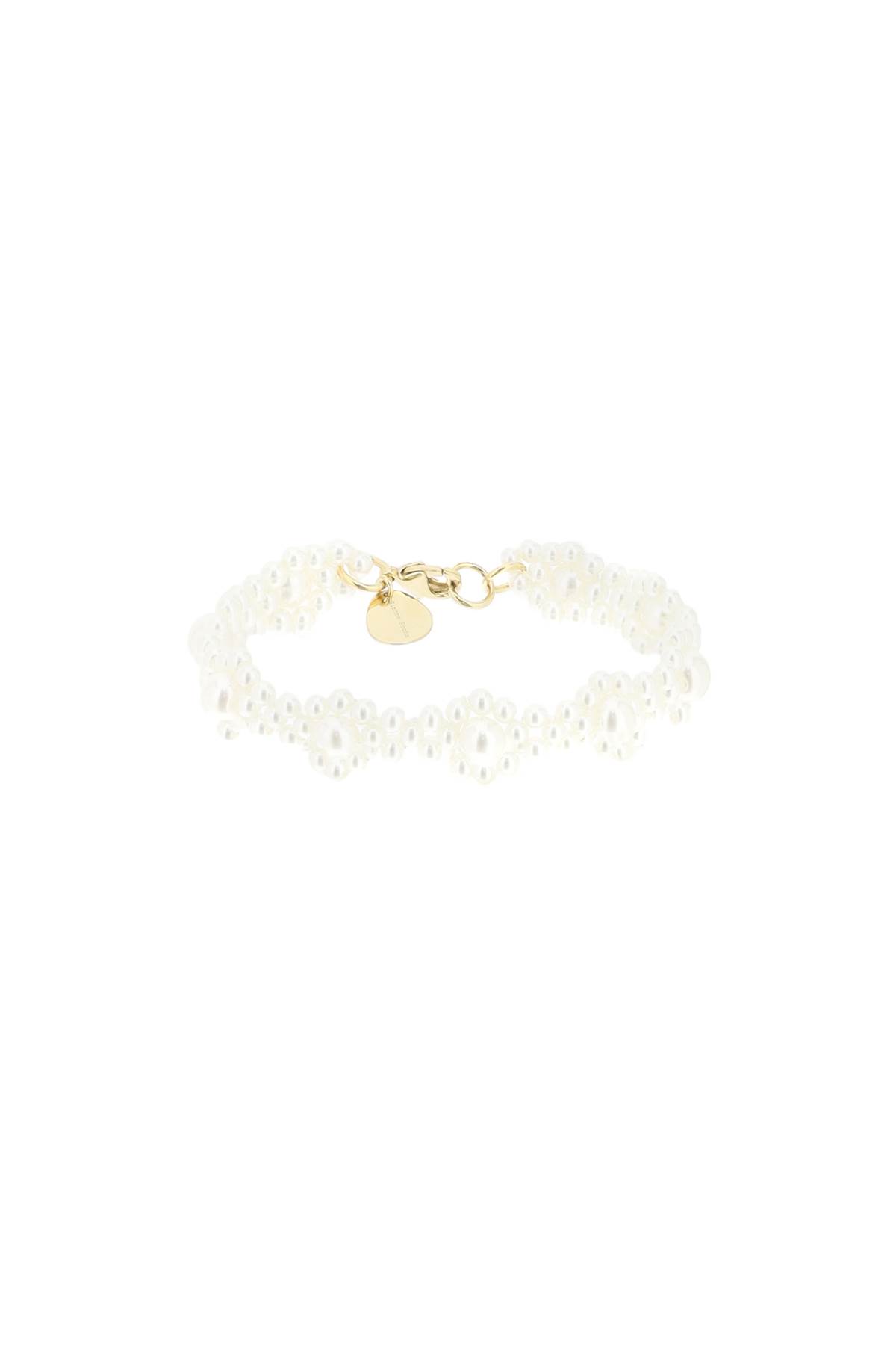 Shop Simone Rocha Bracelet With Daisy-shaped Beads In Pearl (white)