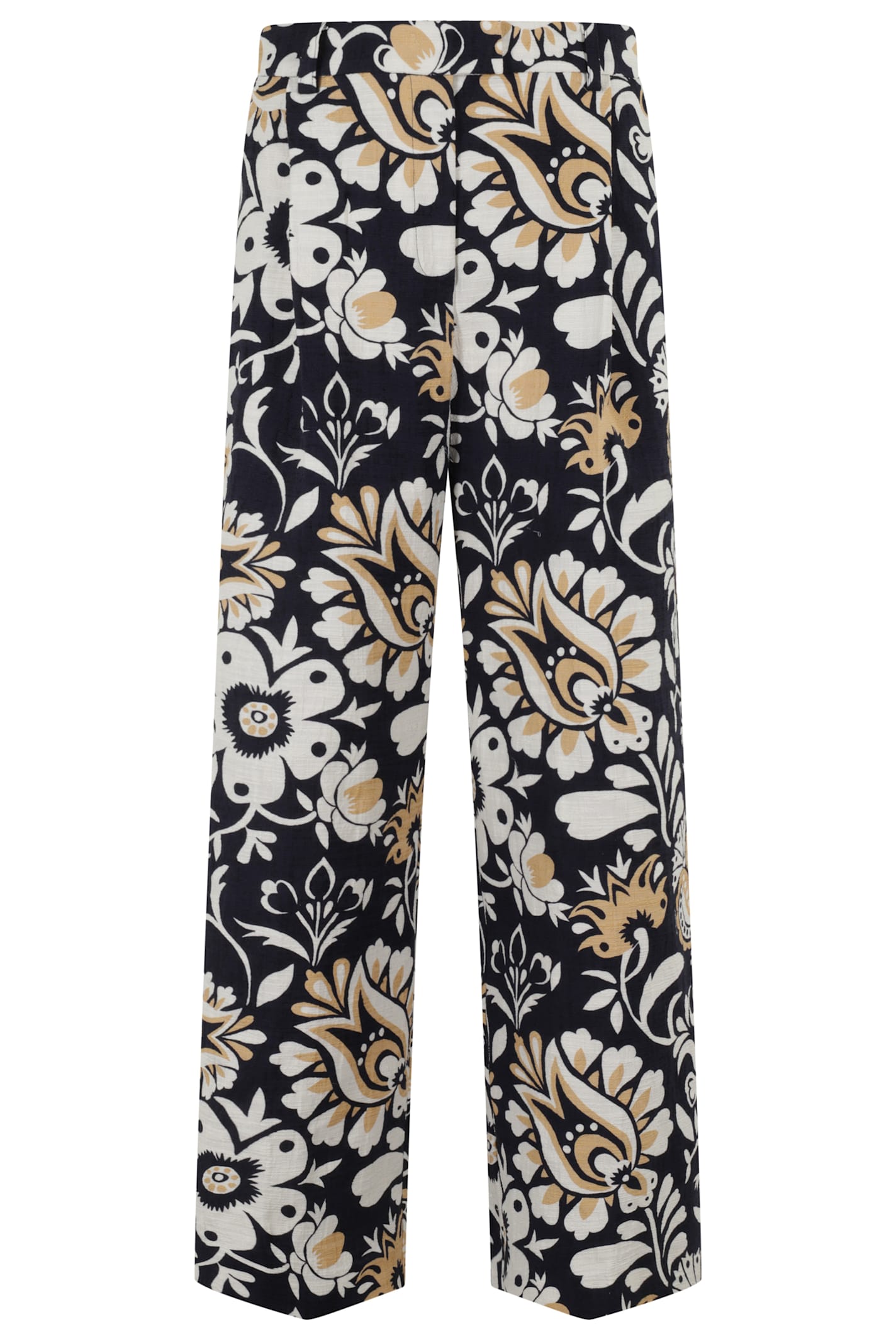 La Doublej La Double J Floral-pattern Loose Pants With Relaxed Fit In Black