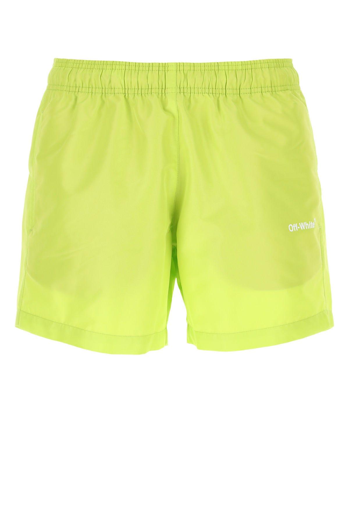 Off-White Fluo Yellow Polyester Swimming Shorts