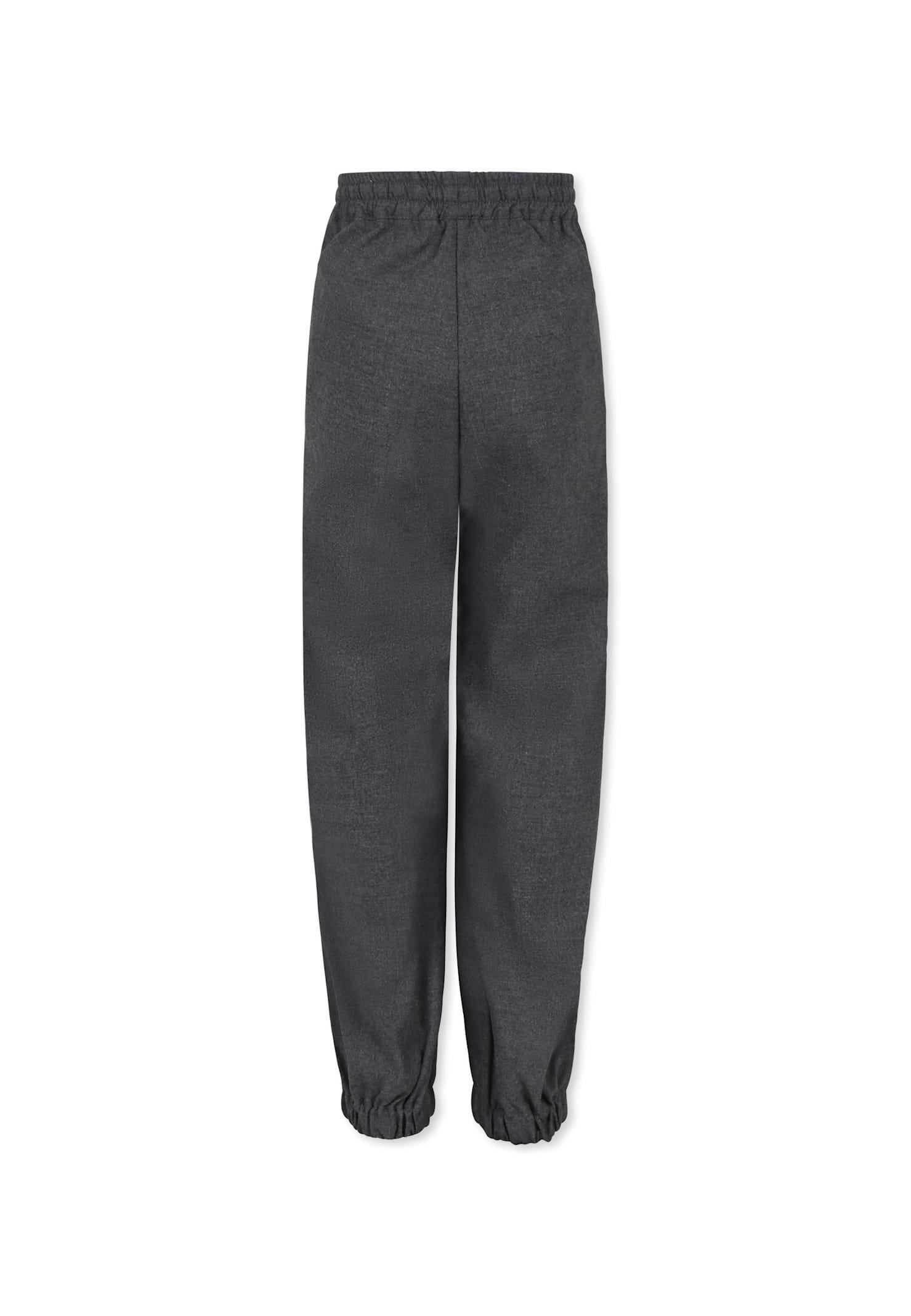 Msgm Grey Trousers For Girl With Logo In Gray