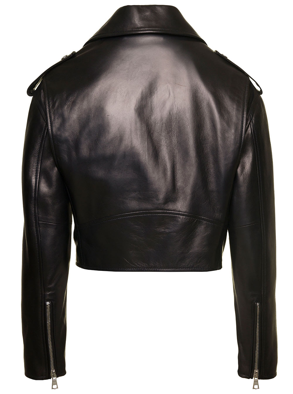 Shop Palm Angels Cropped Leather Perfecto