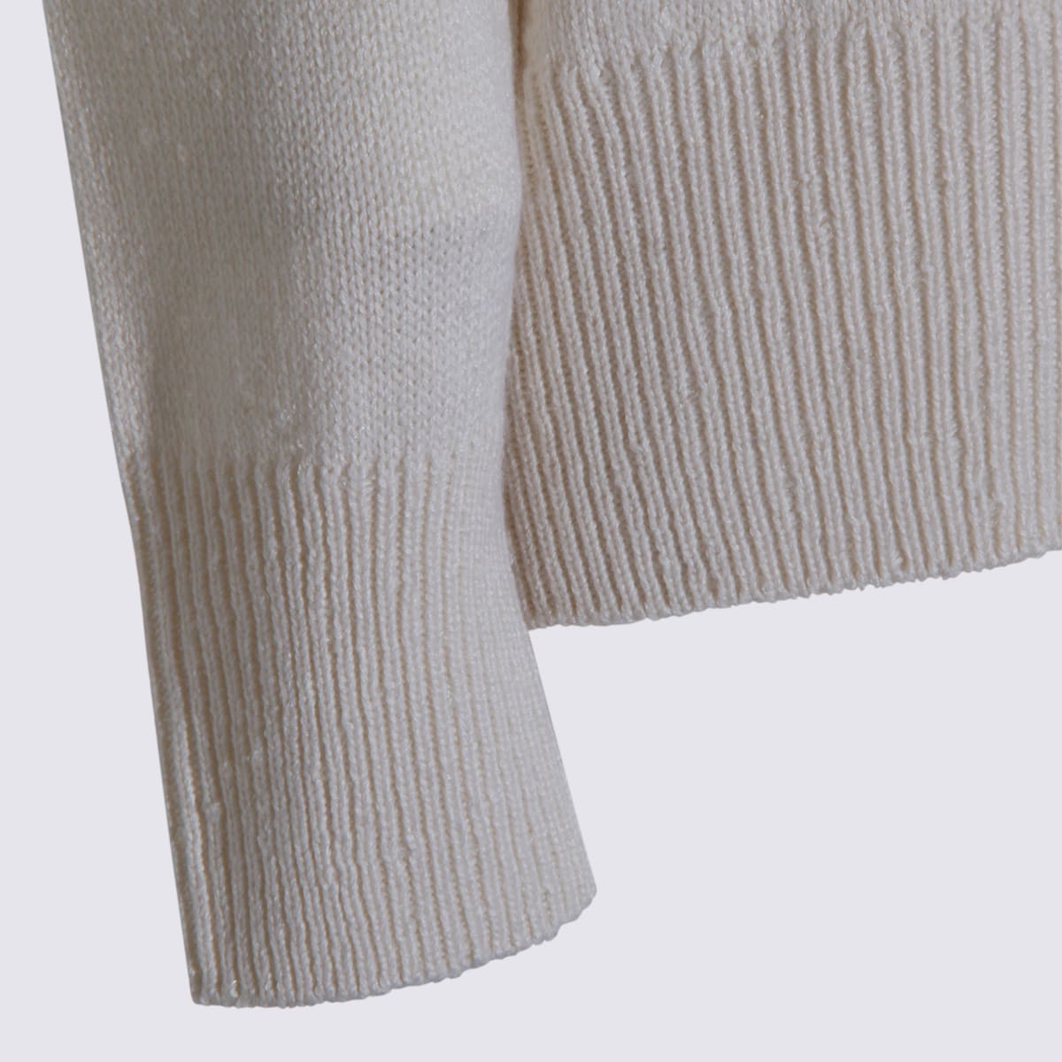 Brunello Cucinelli Long Sleeve Turtleneck Knitwear With Ribbed Cuffs And Hem In White