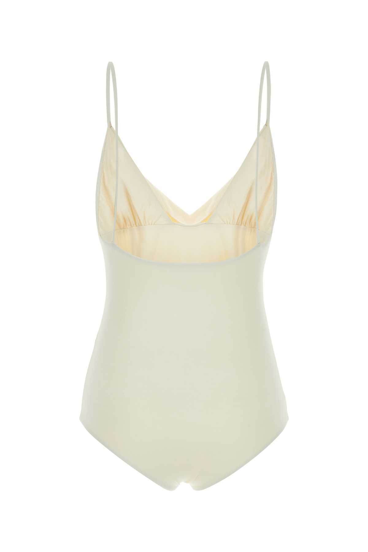 Shop Magda Butrym Ivory Stretch Nylon Swimsuit In Cream