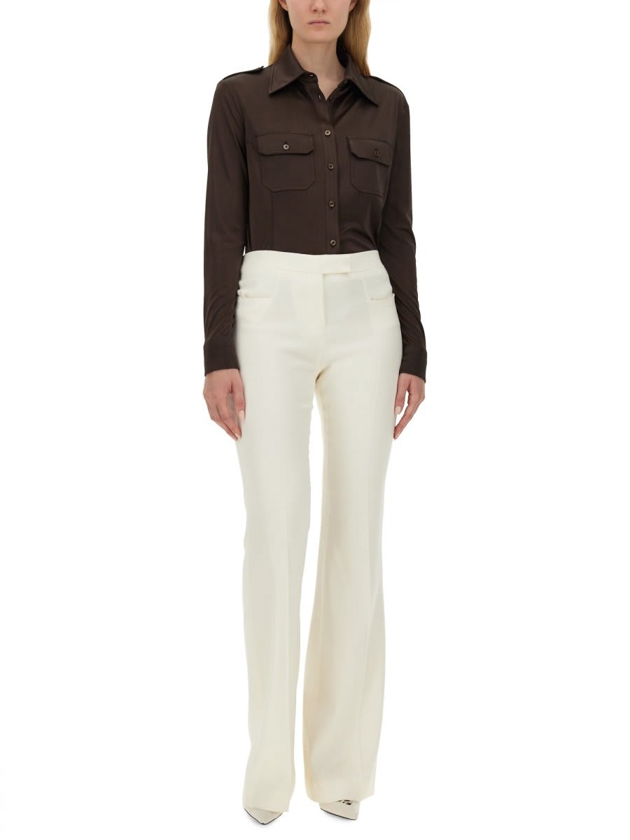 Shop Tom Ford Flap Pocket Long-sleeved Shirt In Brown