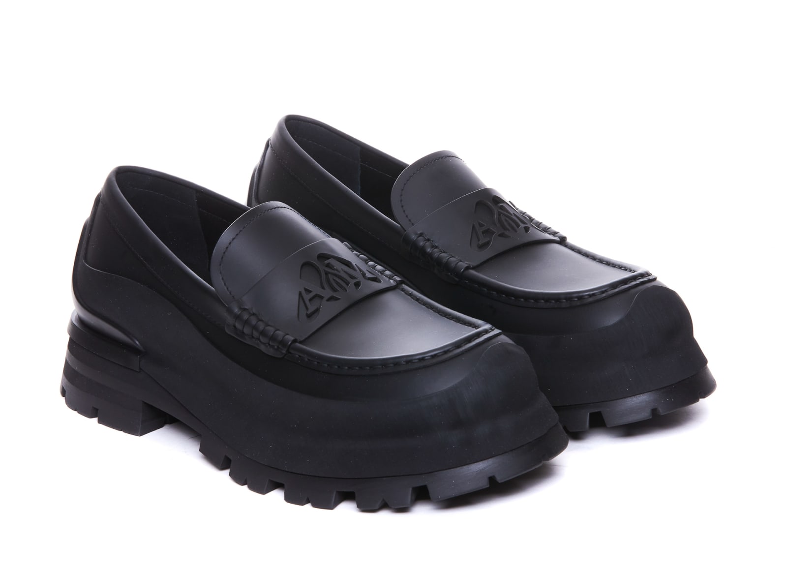 Shop Alexander Mcqueen Seal Logo Loafers In Black
