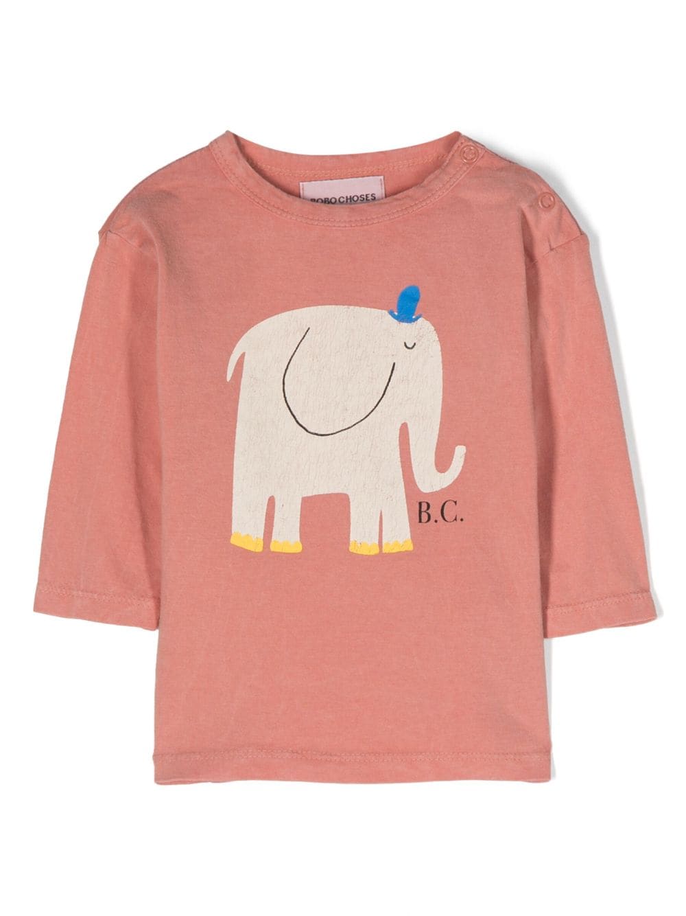 Bobo Choses Baby The Elephant Long Sleeve T-shirt In Salmon Pink