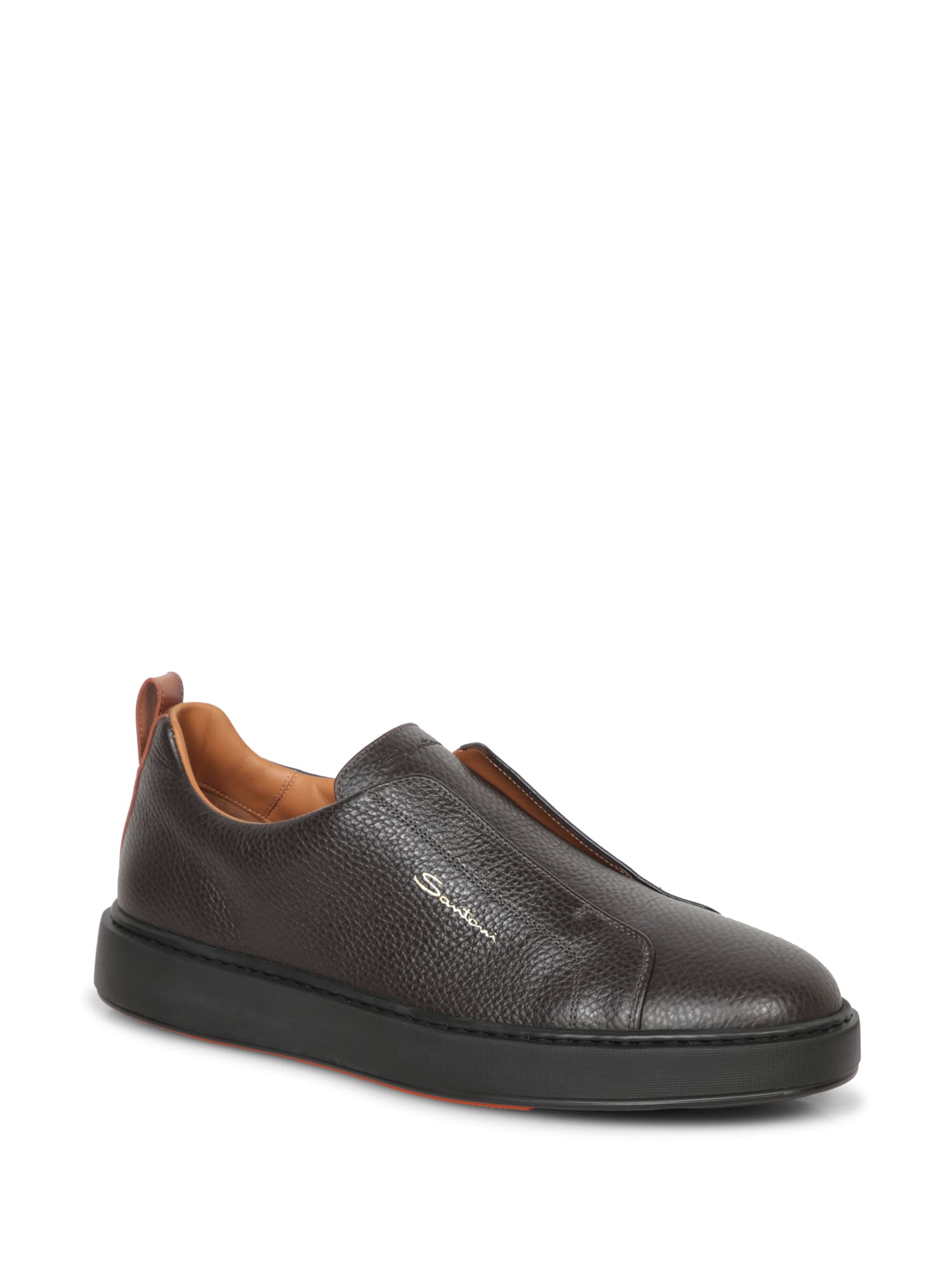 Shop Santoni Victory Grain Brown Tdm Sneakers