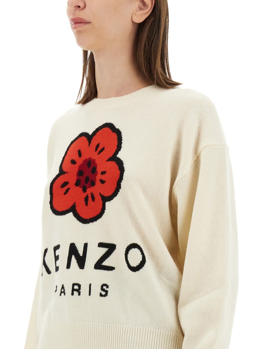 Shop Kenzo Boke Flower Wool Sweater In White