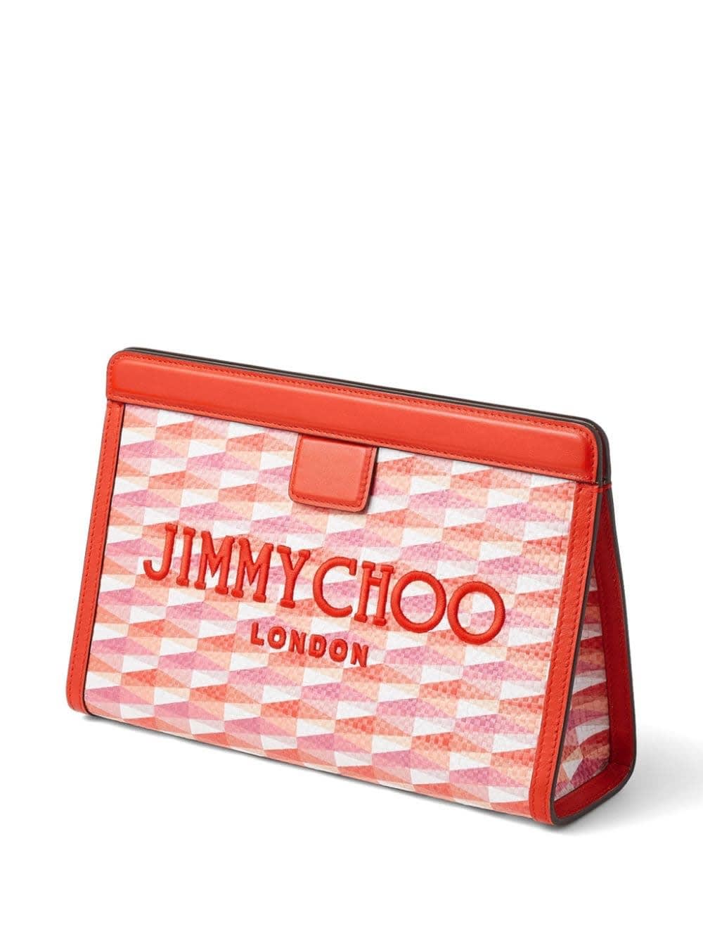 Shop Jimmy Choo Avenue Pouch In Paprika/baby Pink Mix In Red