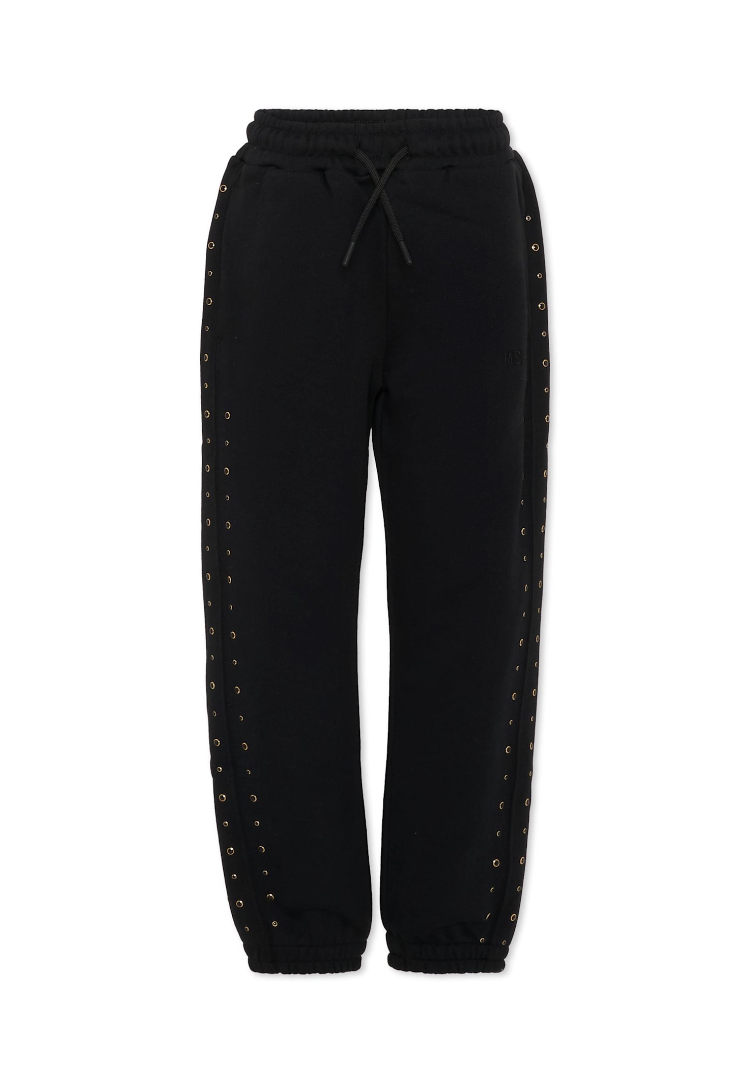 Msgm Black Trousers For Girl With Studs In Black