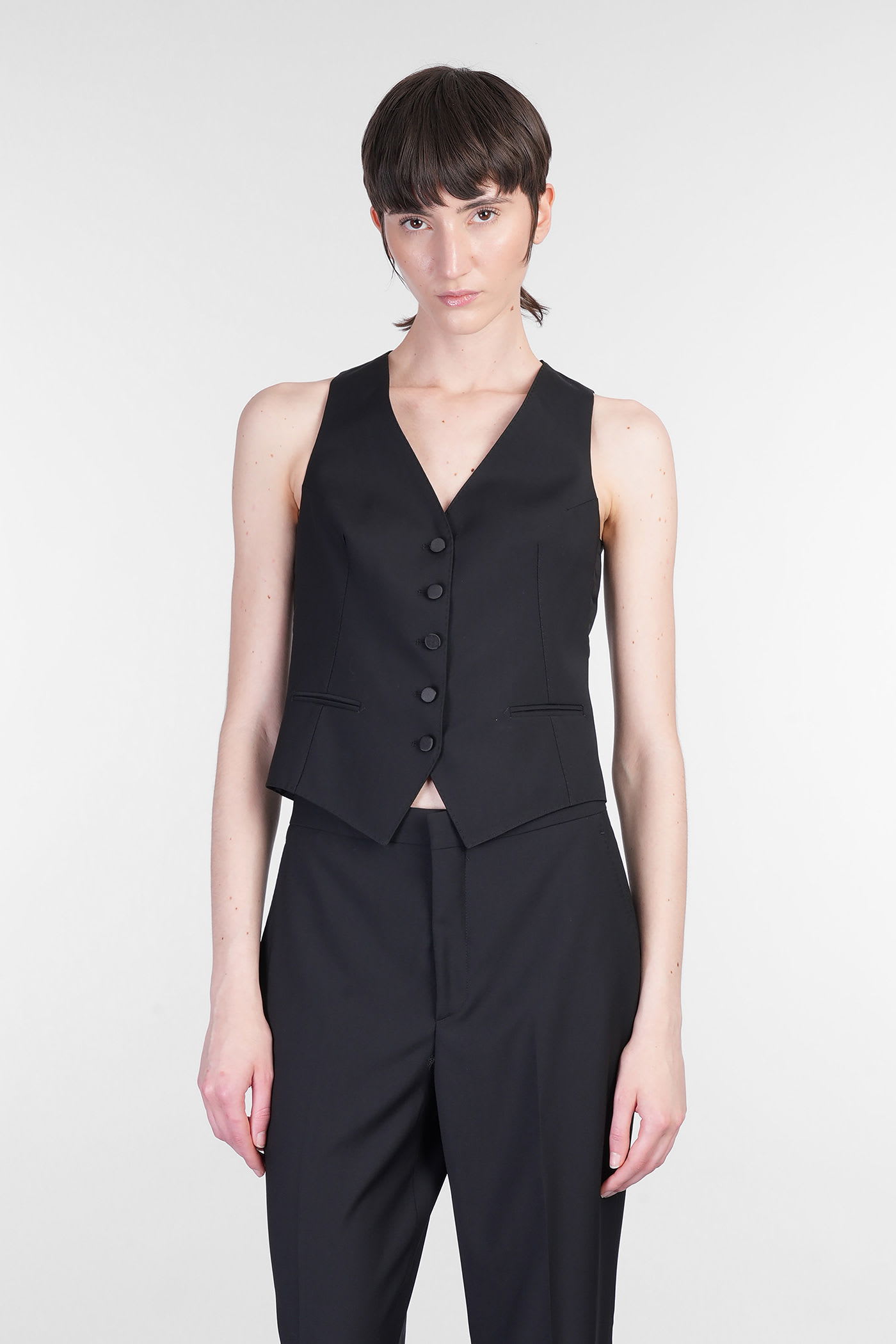 TAGLIATORE GISELLE VEST IN BLACK WOOL