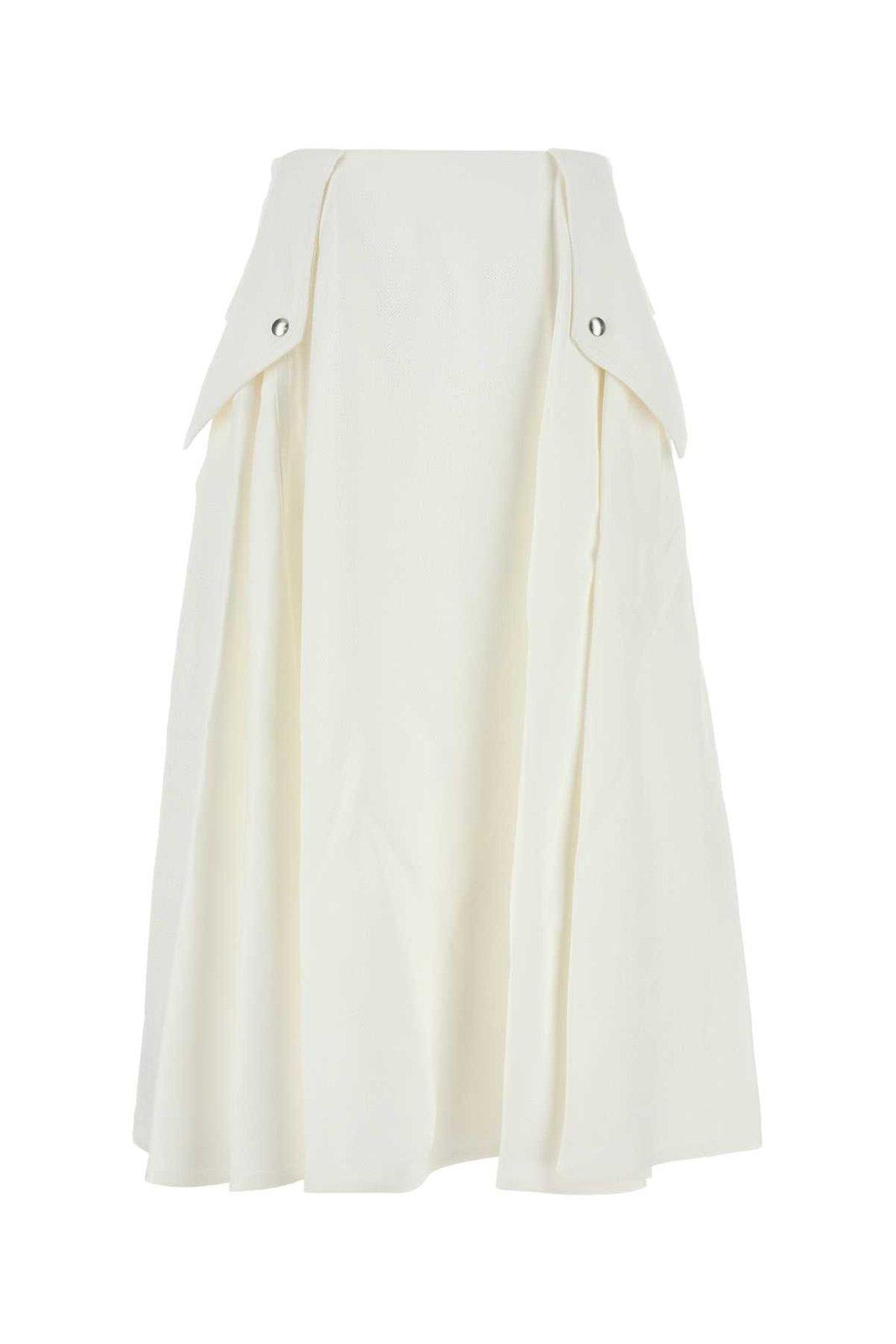 Shop Bottega Veneta Pleated Midi Skirt