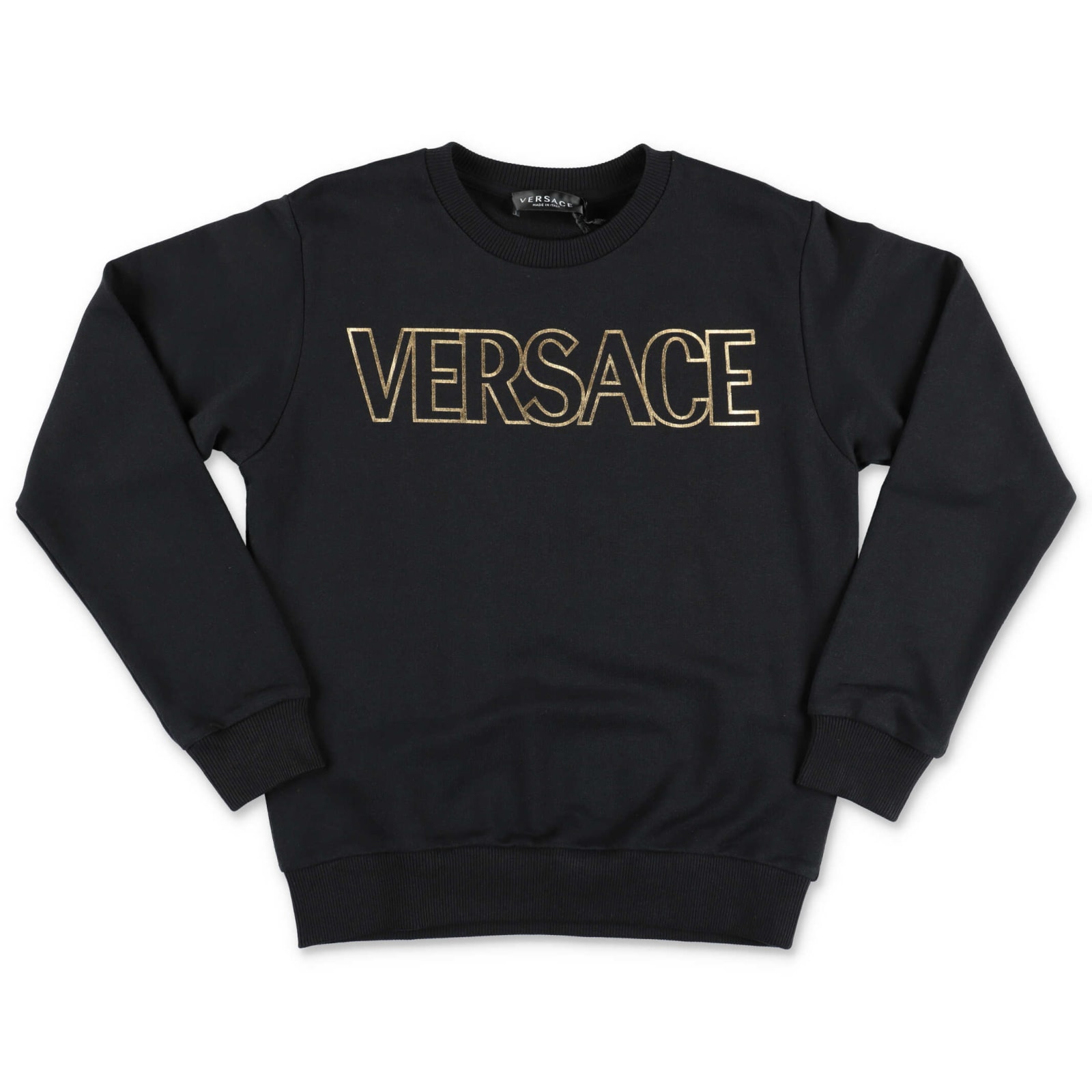 Young Versace Felpa Nera In Cotone