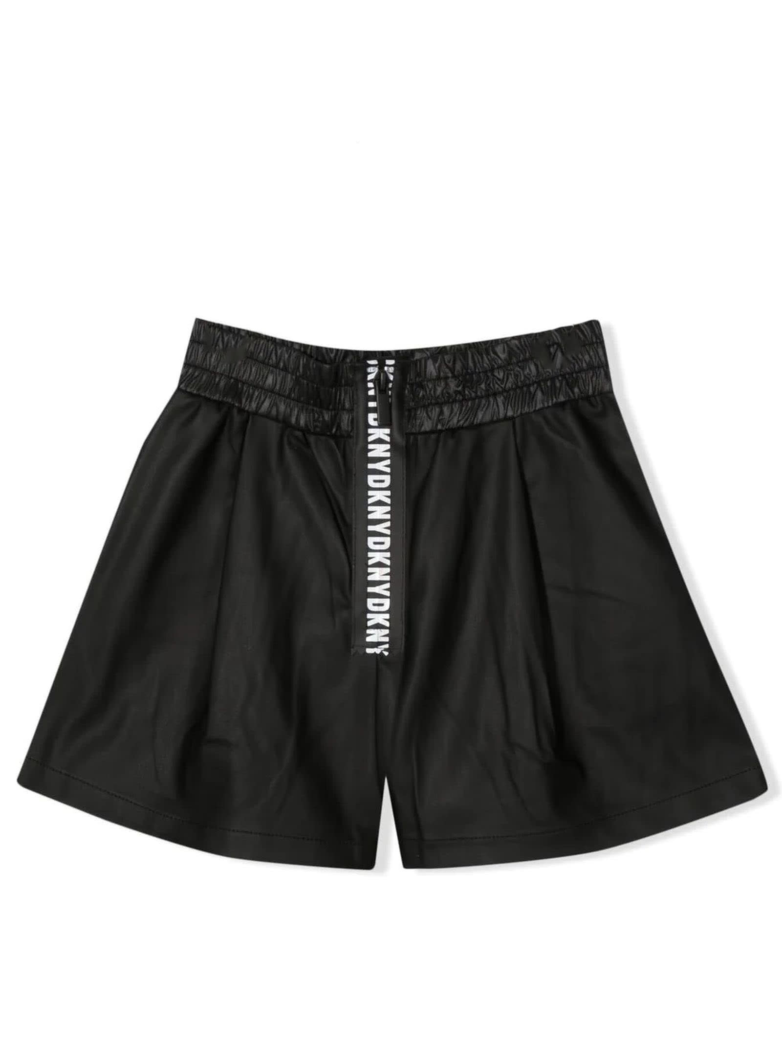 DKNY Black Polyurethane Shorts