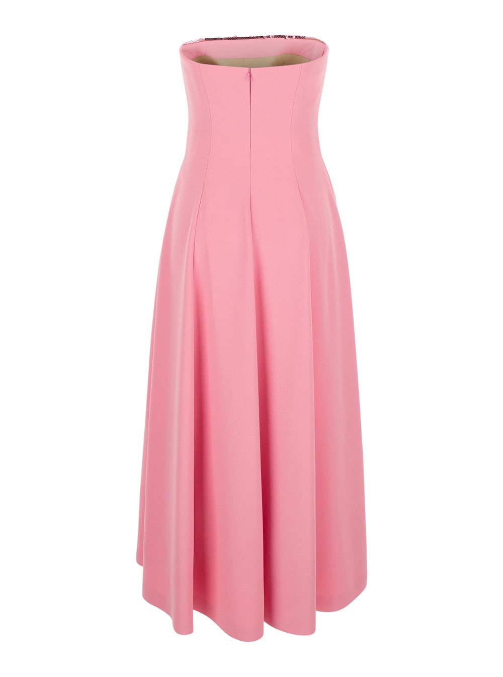 Alberta Ferretti Sequin-embellished Bustier Midi Dress In Pink