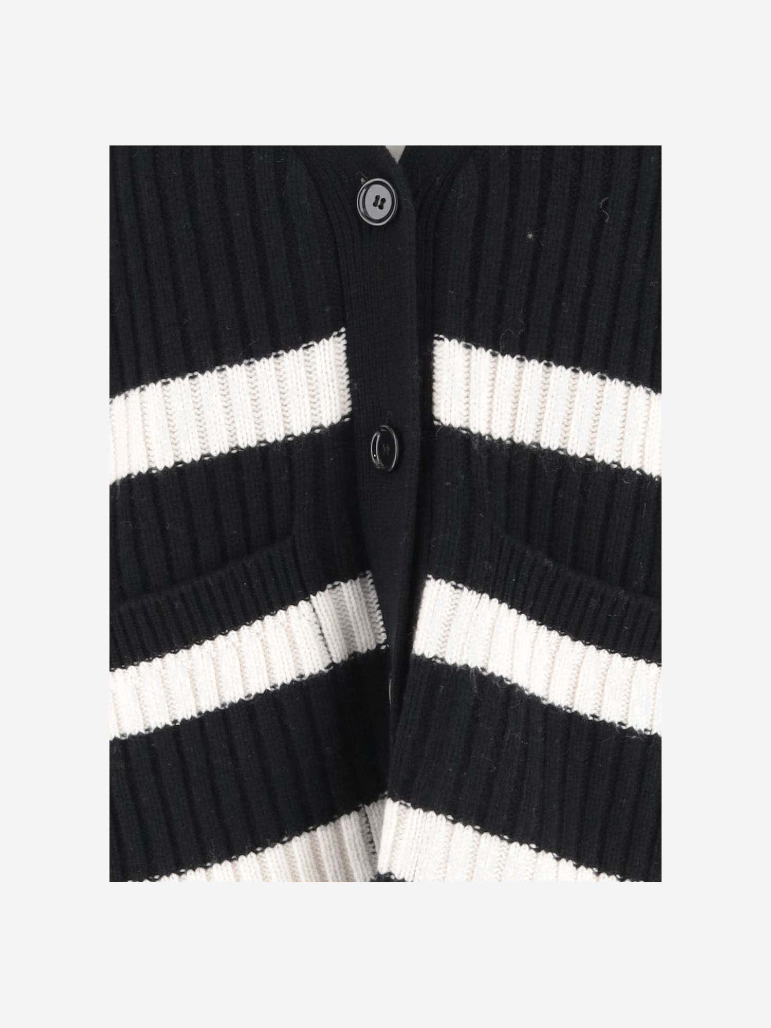 Shop Allude Cardigan Made Of Wool Blend With Striped Pattern In Red