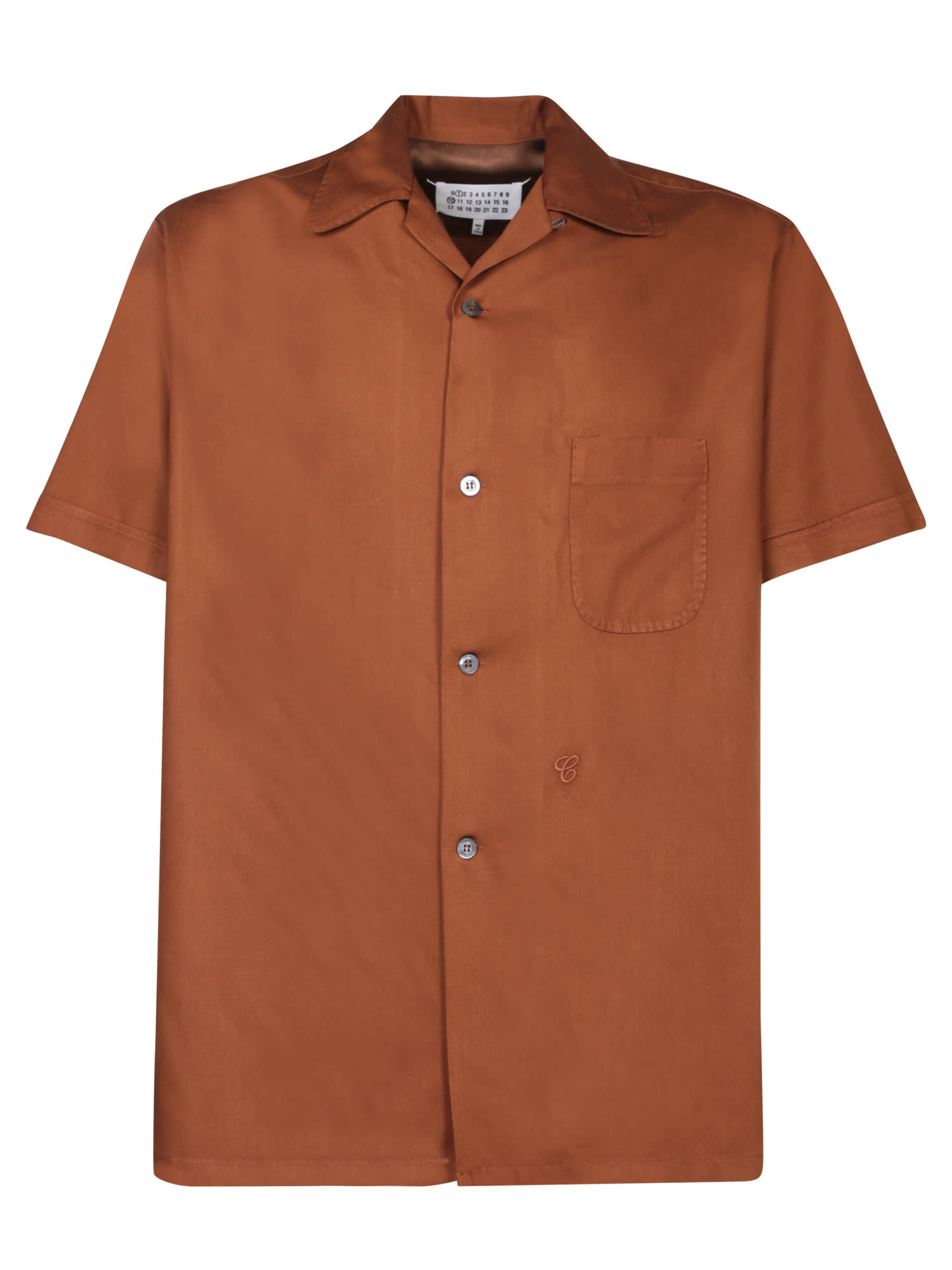 Shop Maison Margiela Short Sleeves Brown Shirt In Orange