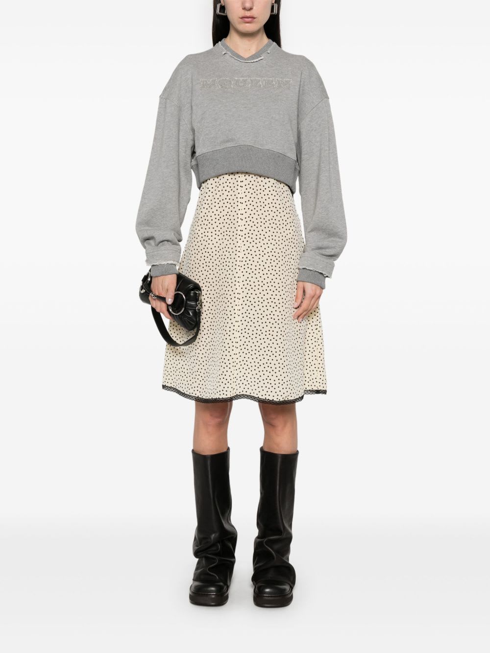 Alexander Mcqueen Alexander Mc Queen Logo Cotton Cropped Sweatshirt In Gray