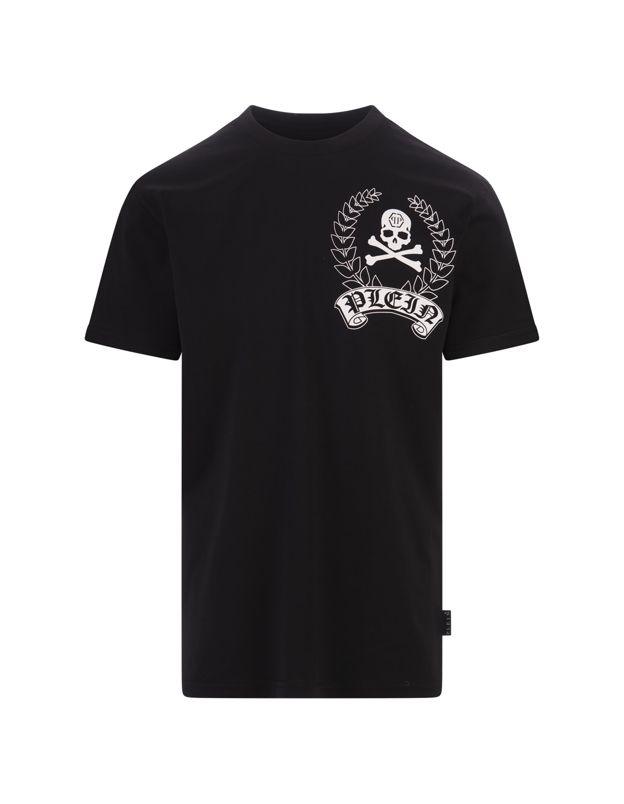 Philipp Plein Black Ss Round Neck T-shirt With Print