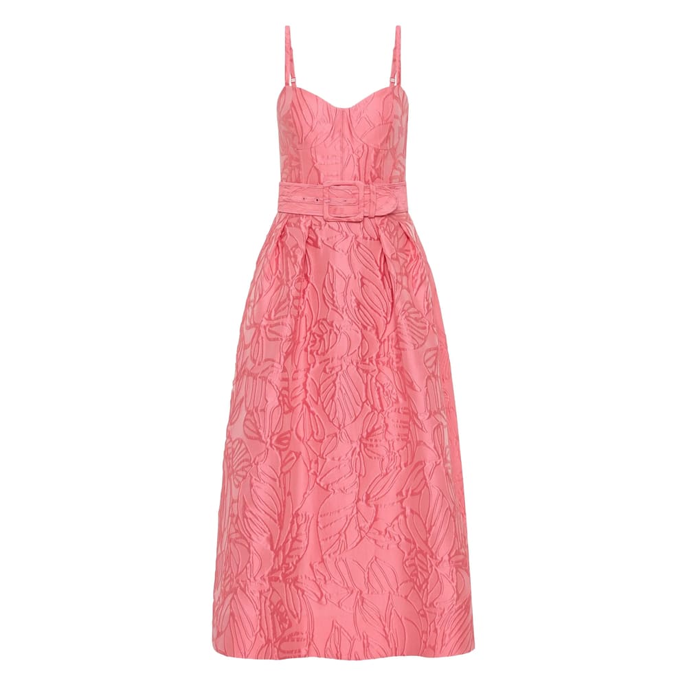 Rebecca Vallance Midi Dress With Floral Embossing In Pink