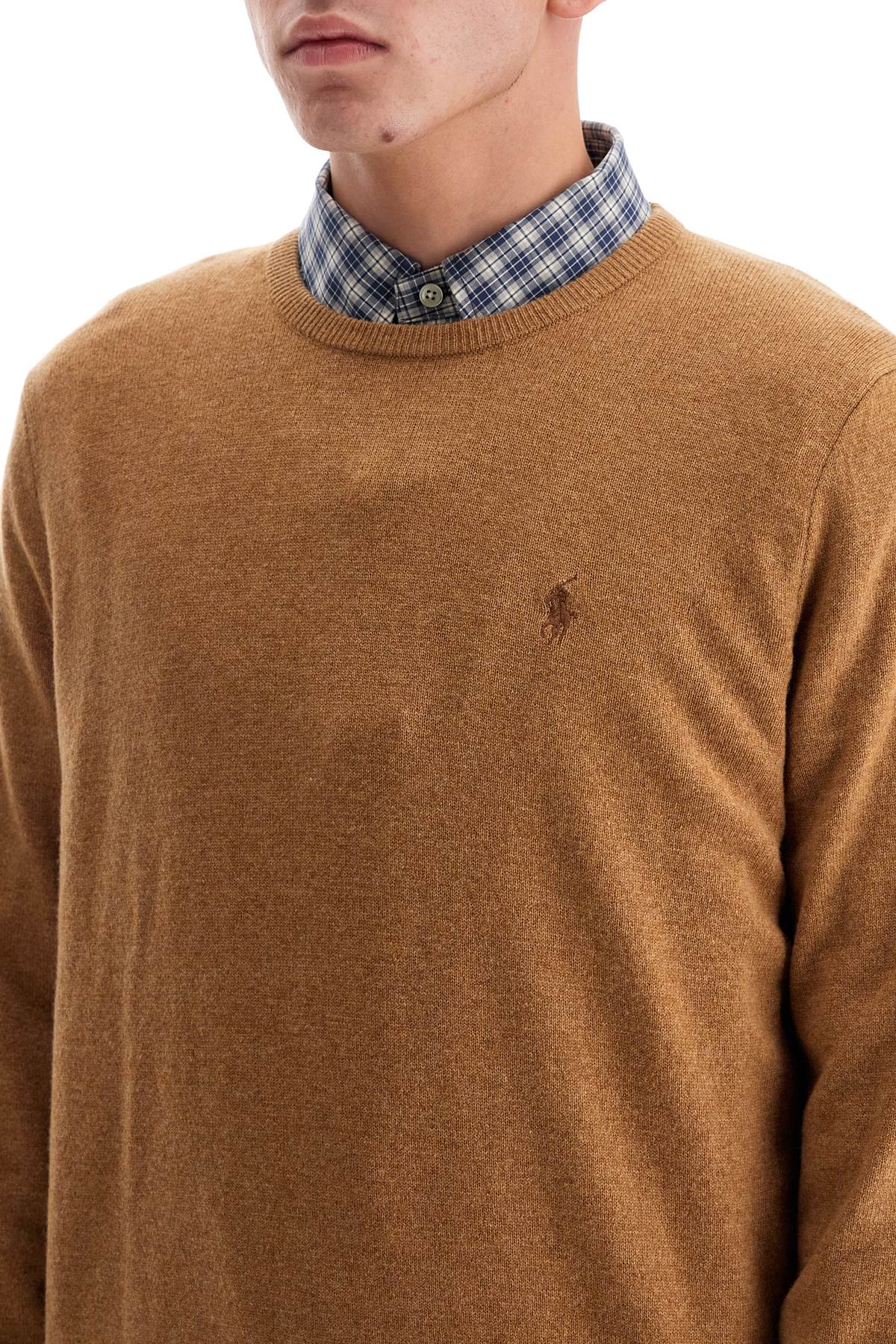 Shop Polo Ralph Lauren Wool Pullover With Pony Embroidery In Latte Brown Heather (brown)