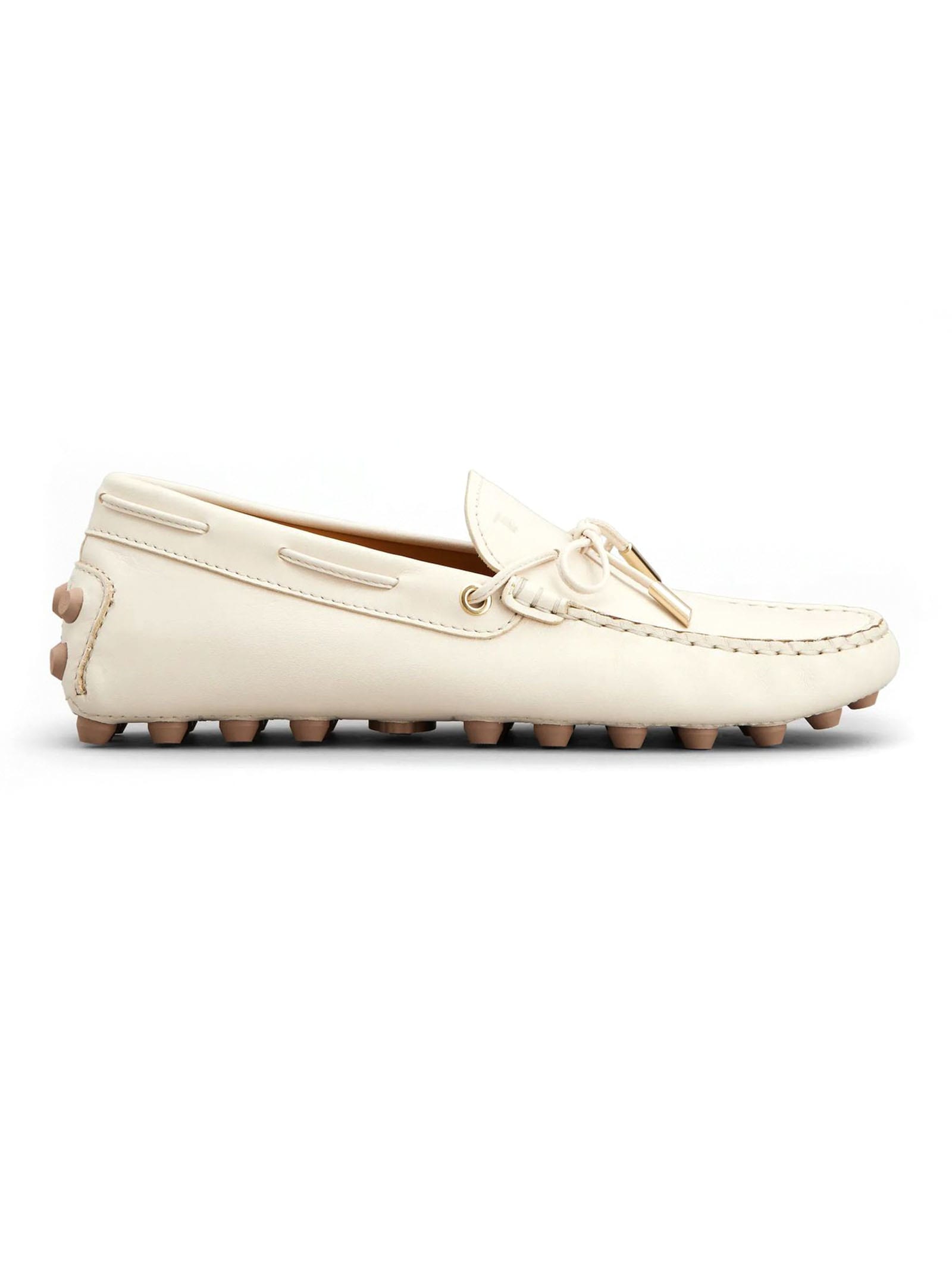 Shop Tod's Gommino Bubble In Off White Leather