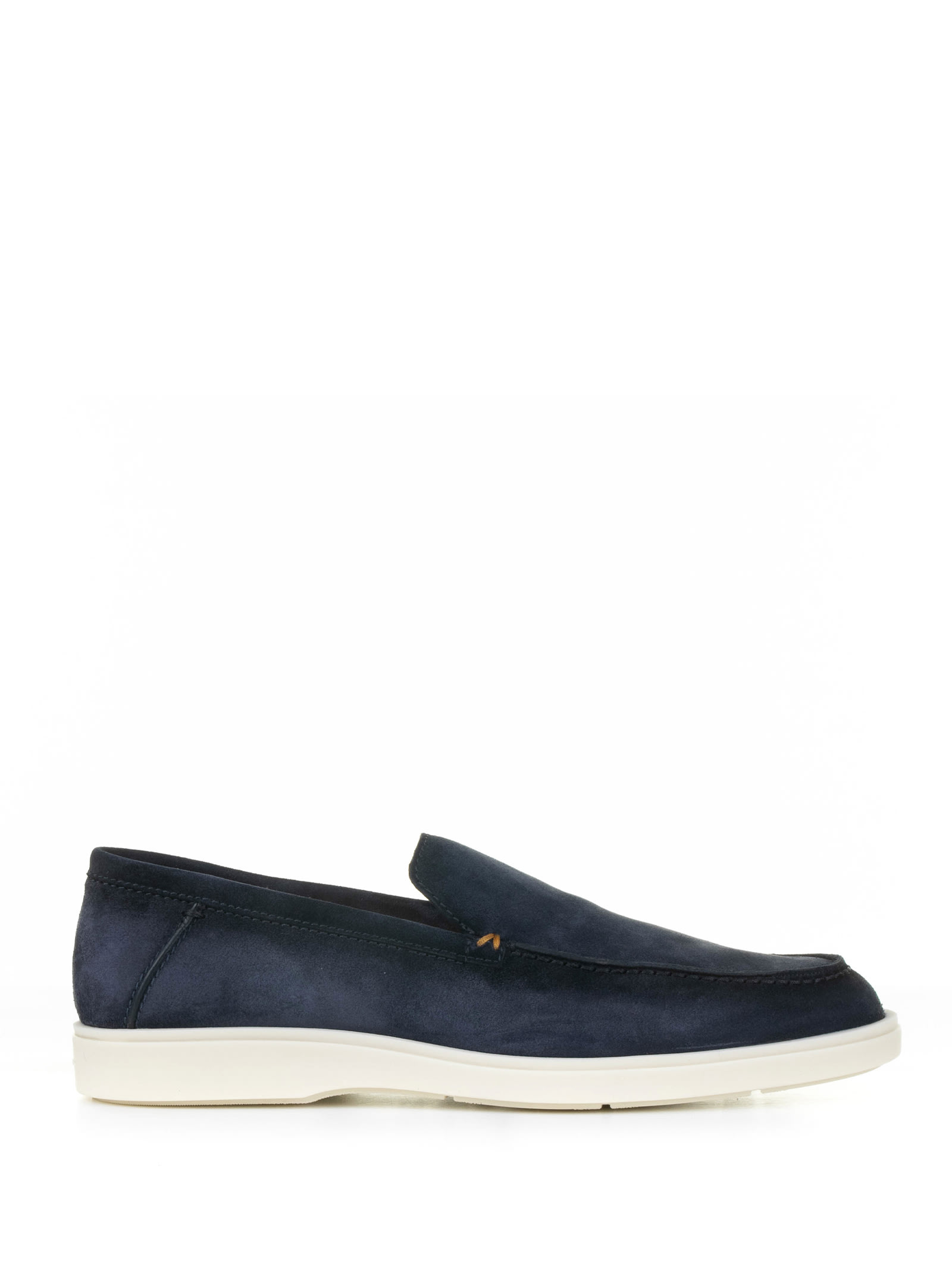 Moccasin In Blue Suede And Rubber Sole