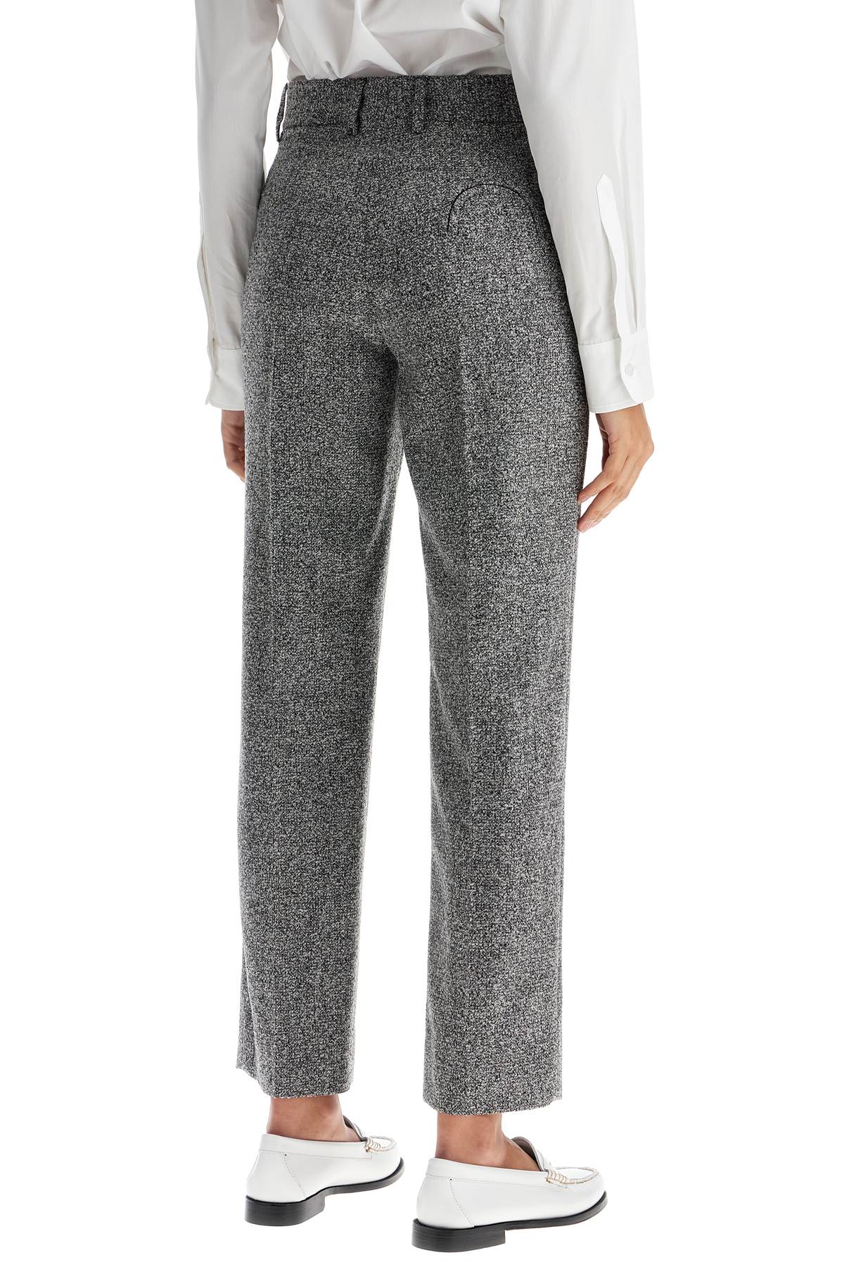 Shop Blazé Milano Koru Nana Virgin Wool Trousers In Black White (grey)