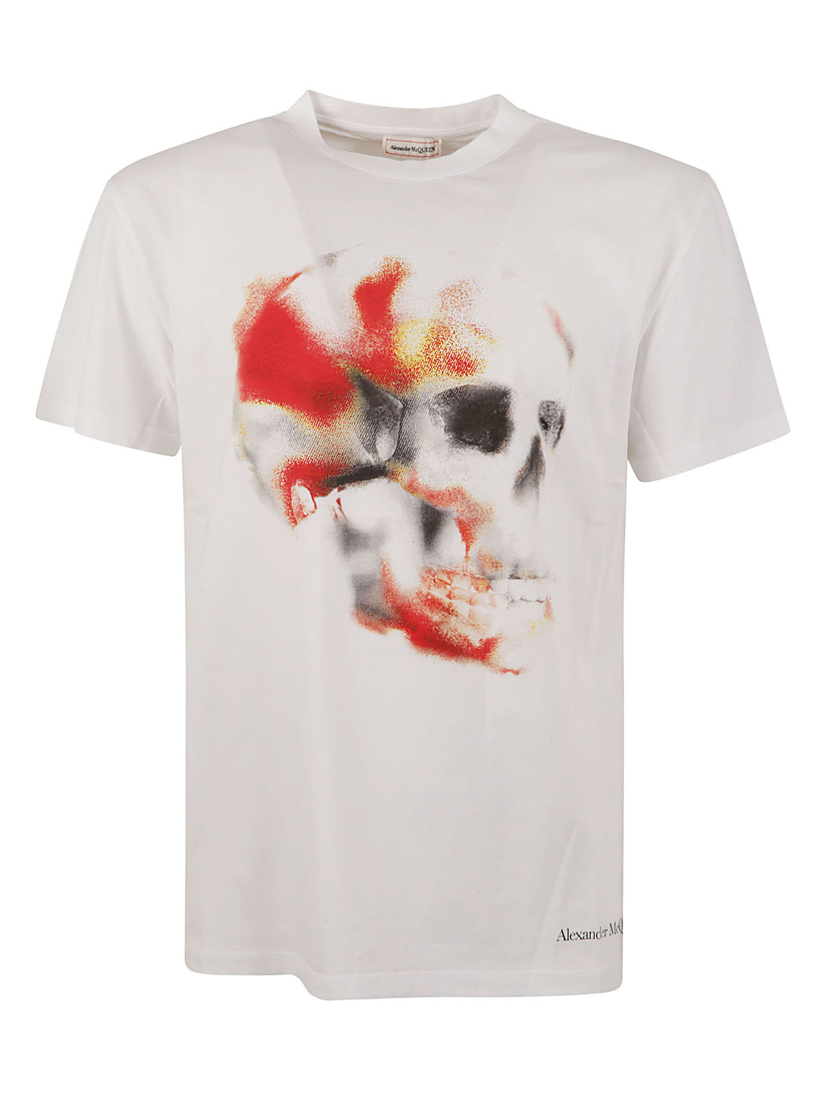 Shop Alexander Mcqueen Skull Print T-shirt In White/red/black