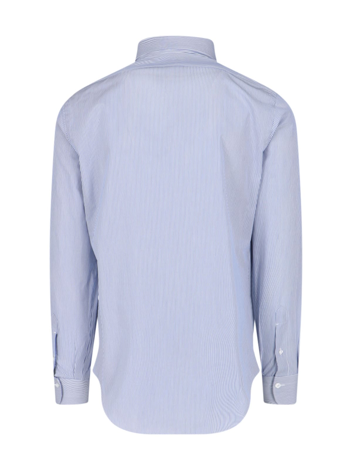 Shop Finamore Striped Shirt In Light Blue