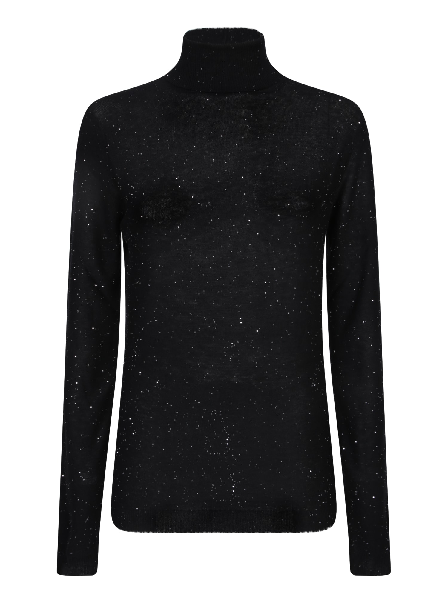 Shop Fabiana Filippi Black Wool Sweater With Sequins