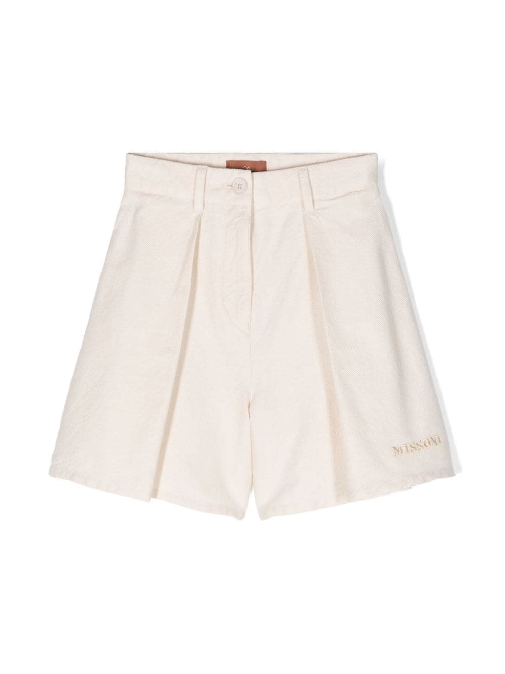 Shop Missoni Light Beige Wide Leg Shorts With Pences In White