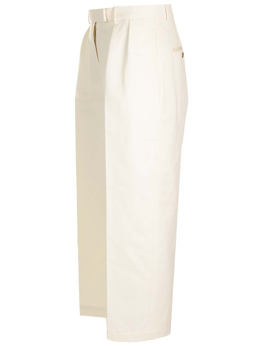 Shop Thom Browne Relaxed Fit Trousers In White