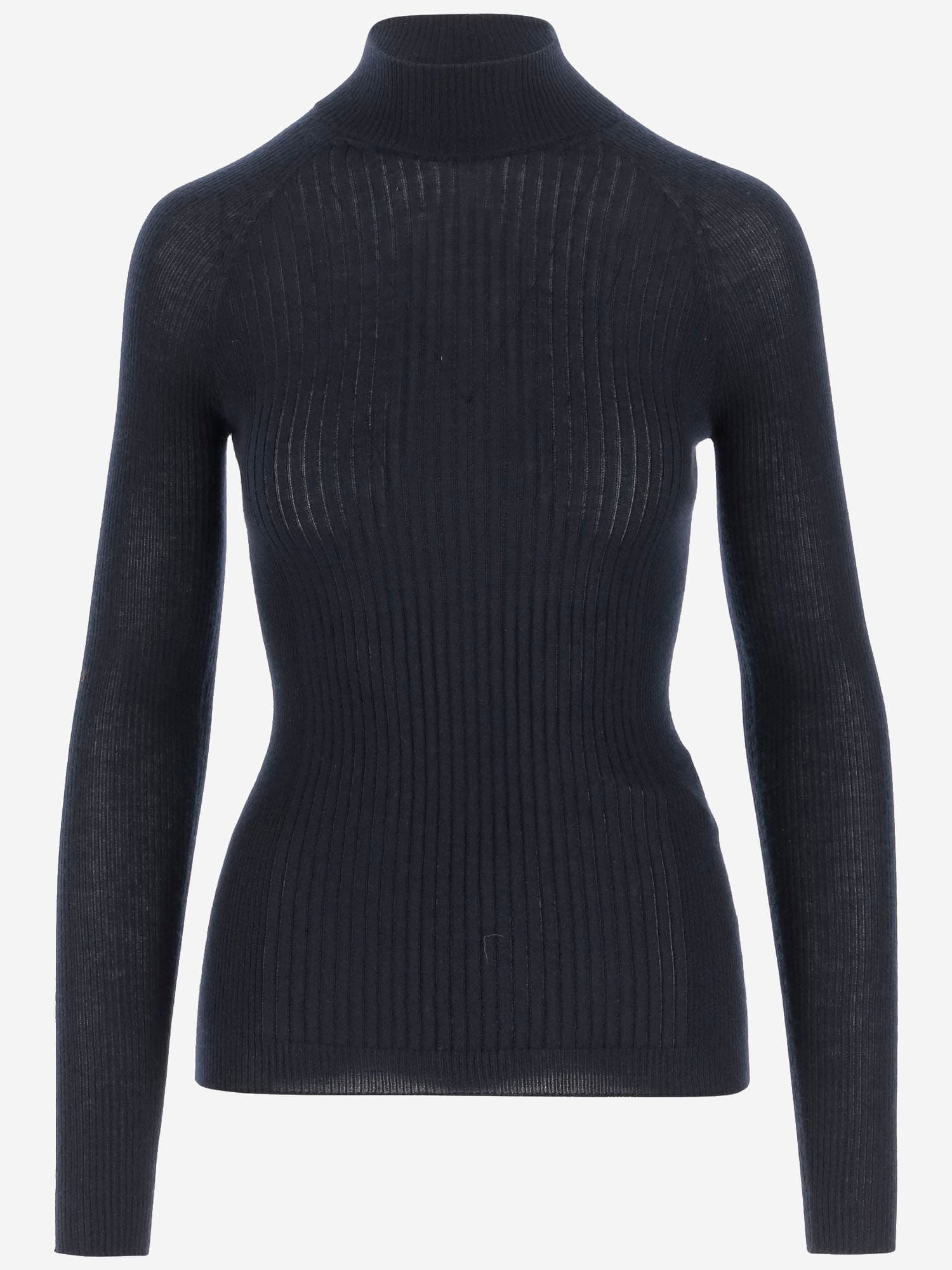 Sa Su Phi Cashmere And Silk Rib Knit Sweater In Black