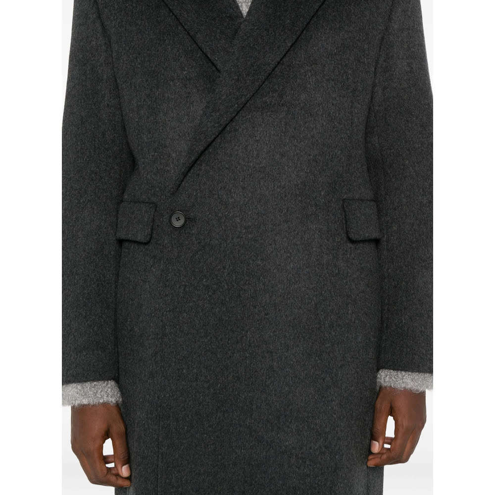 Tonywack Wool-blend Buttoned Coat In Black
