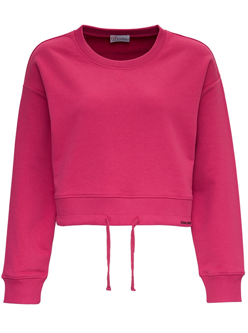 RED Valentino Cotton Crop Sweatshirt With Drawstring