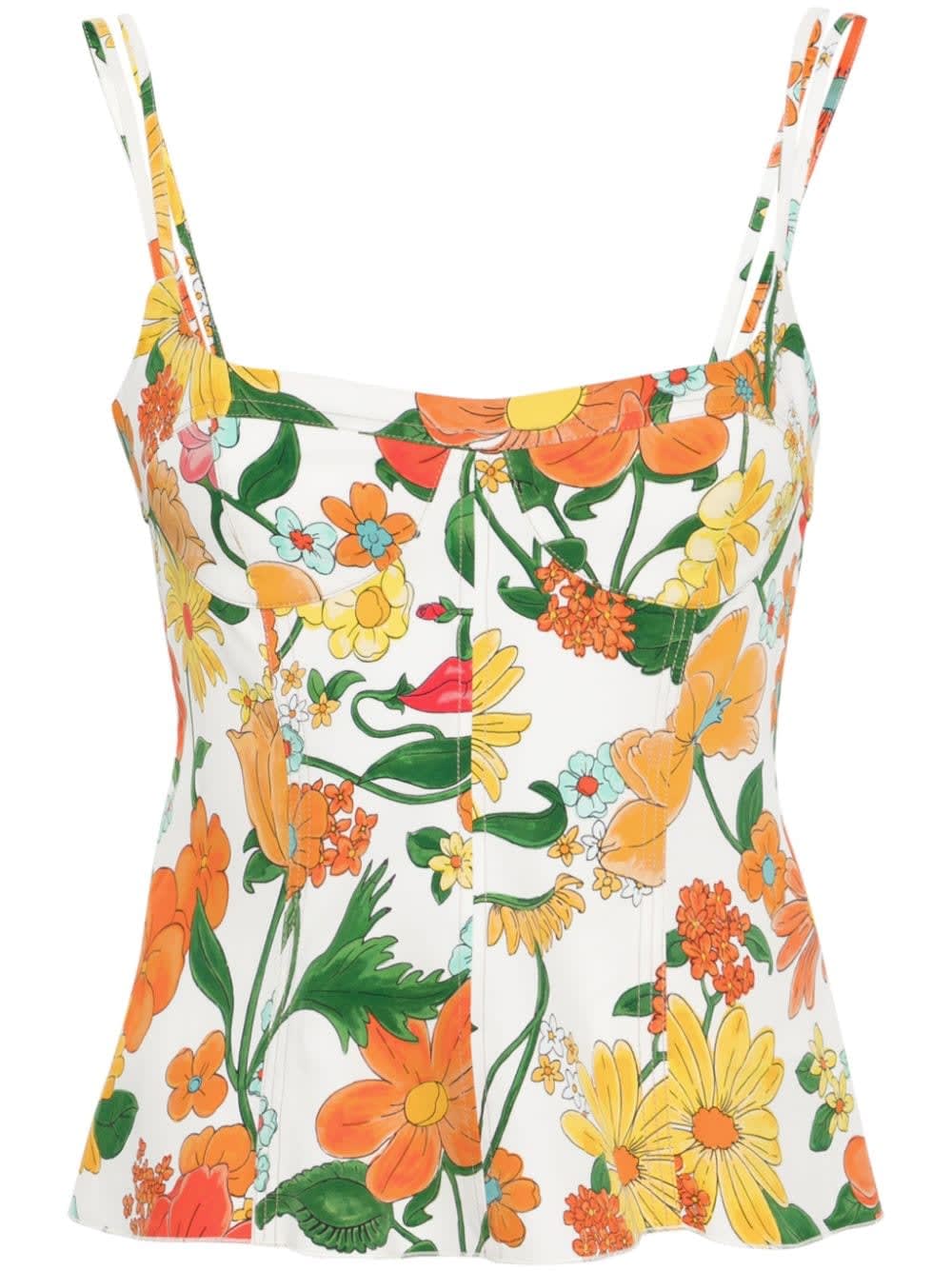 Shop Stella Mccartney Floral-print Peplum Top In Multicolor